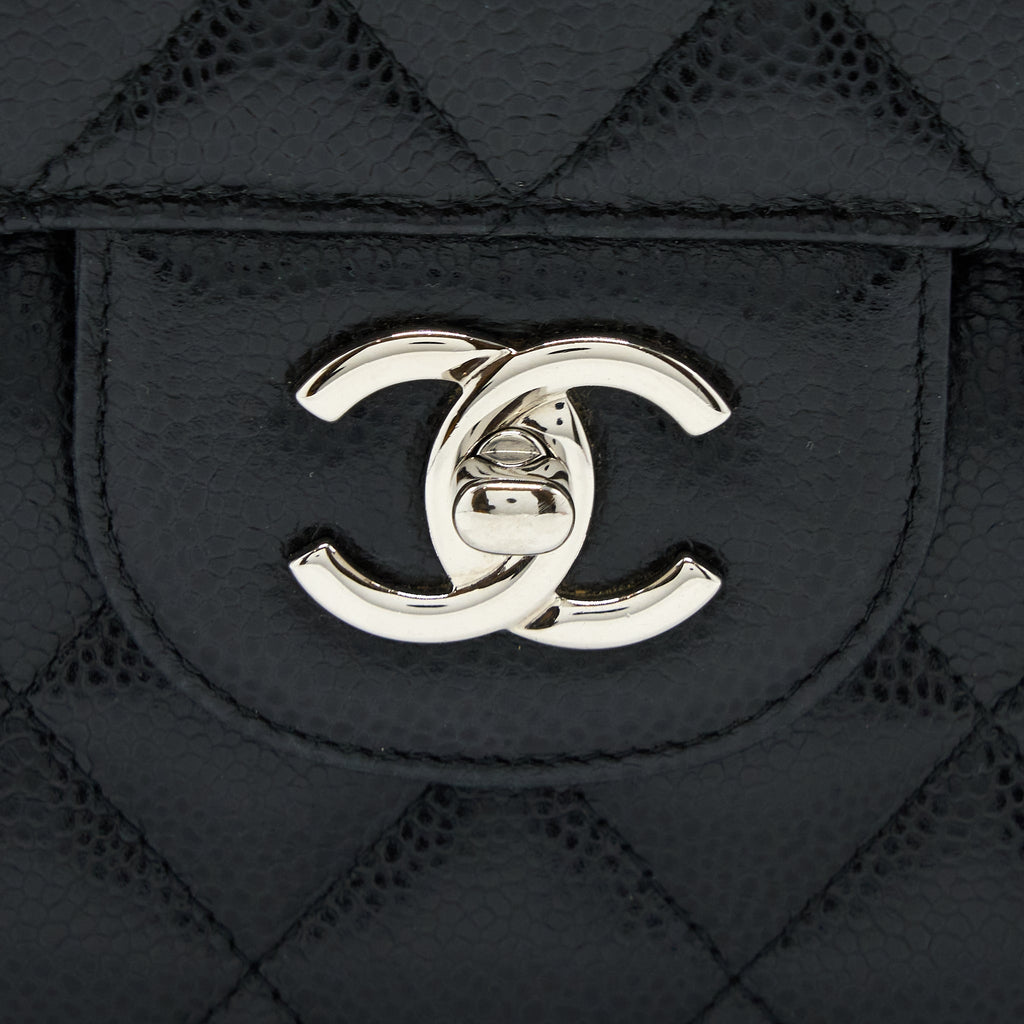 CHANEL CLASSIC JUMBO DOUBLE FLAP BAG CAVIAR BLACK SHW