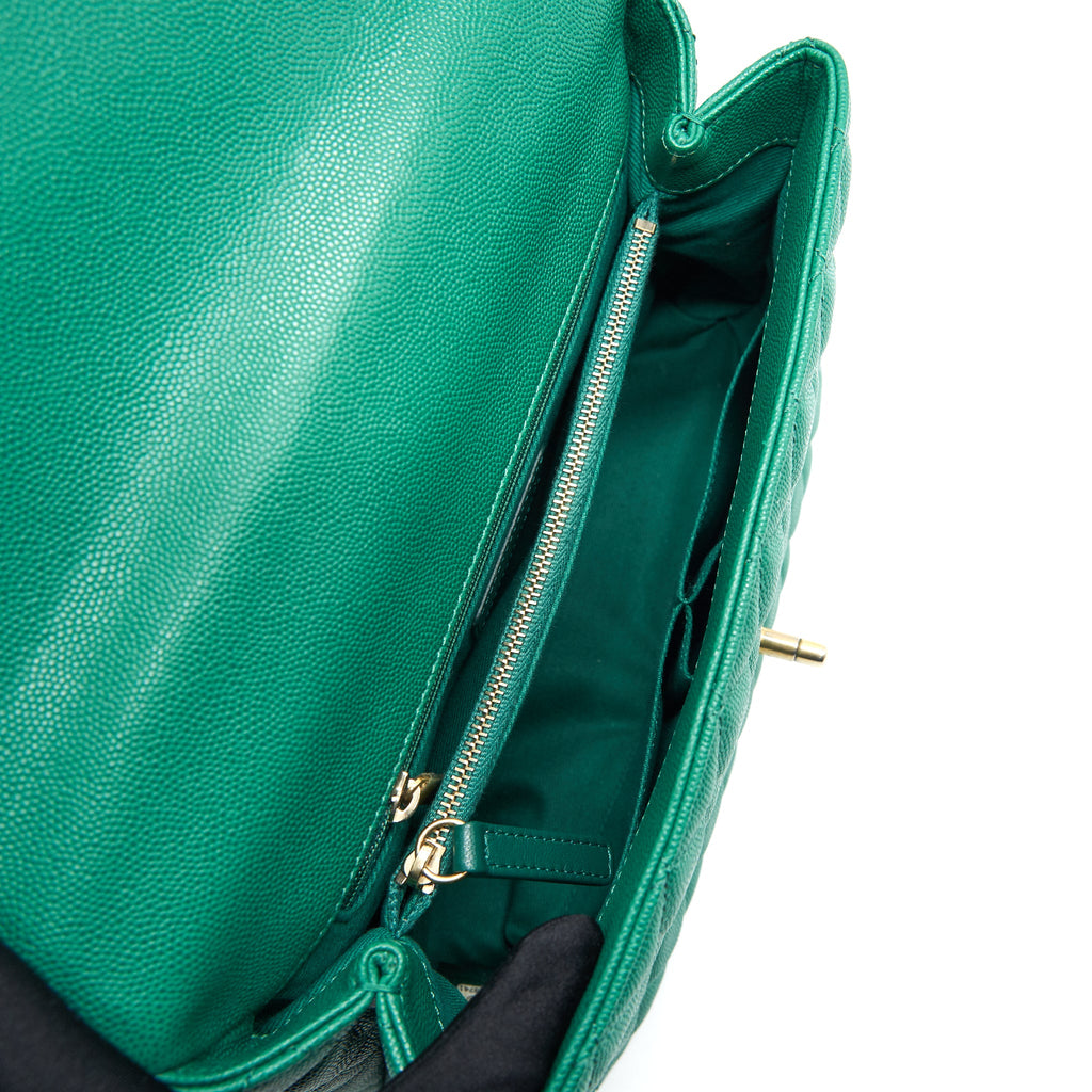 CHANEL COCOHANDLE FLAP BAG MEDIUM GREEN WITH GHW