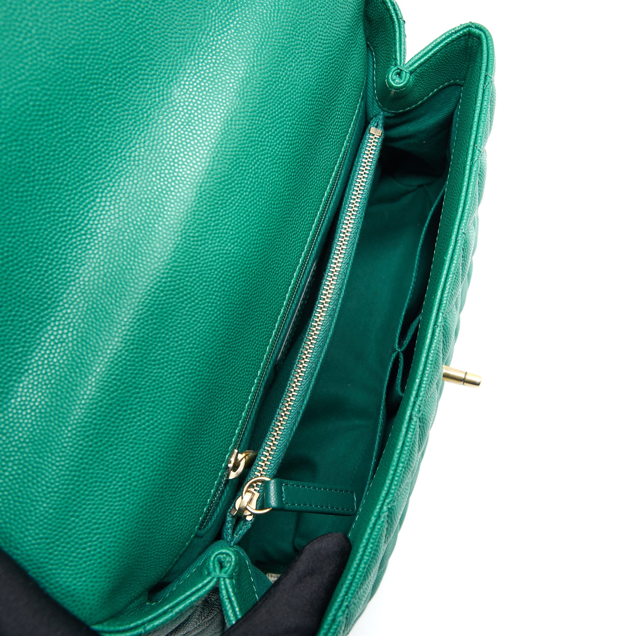 CHANEL COCOHANDLE FLAP BAG MEDIUM GREEN WITH GHW