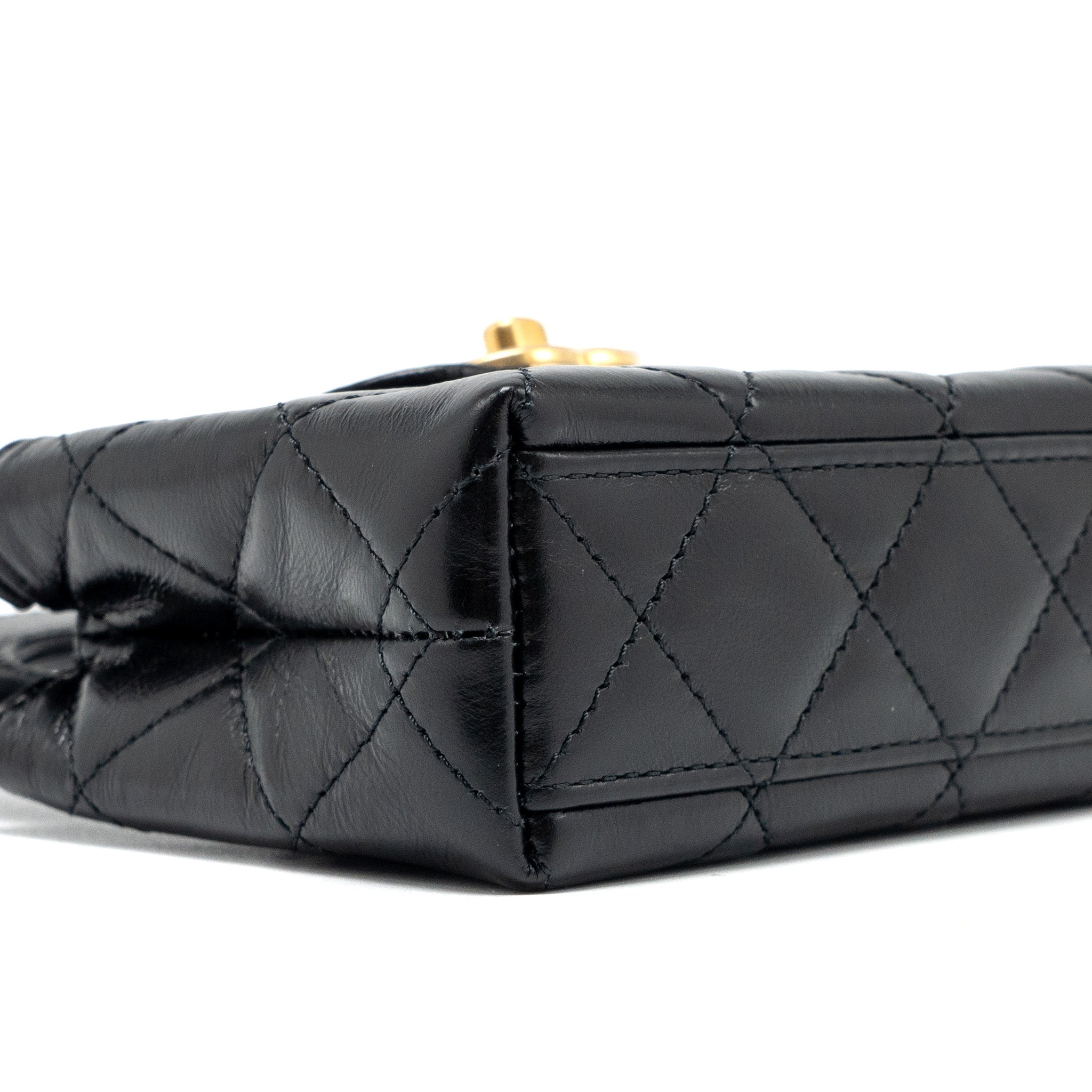 CHANEL 24P MINI NANO KELLY SHOPPER CALFSKIN BLACK GHW(MICROCHIP)