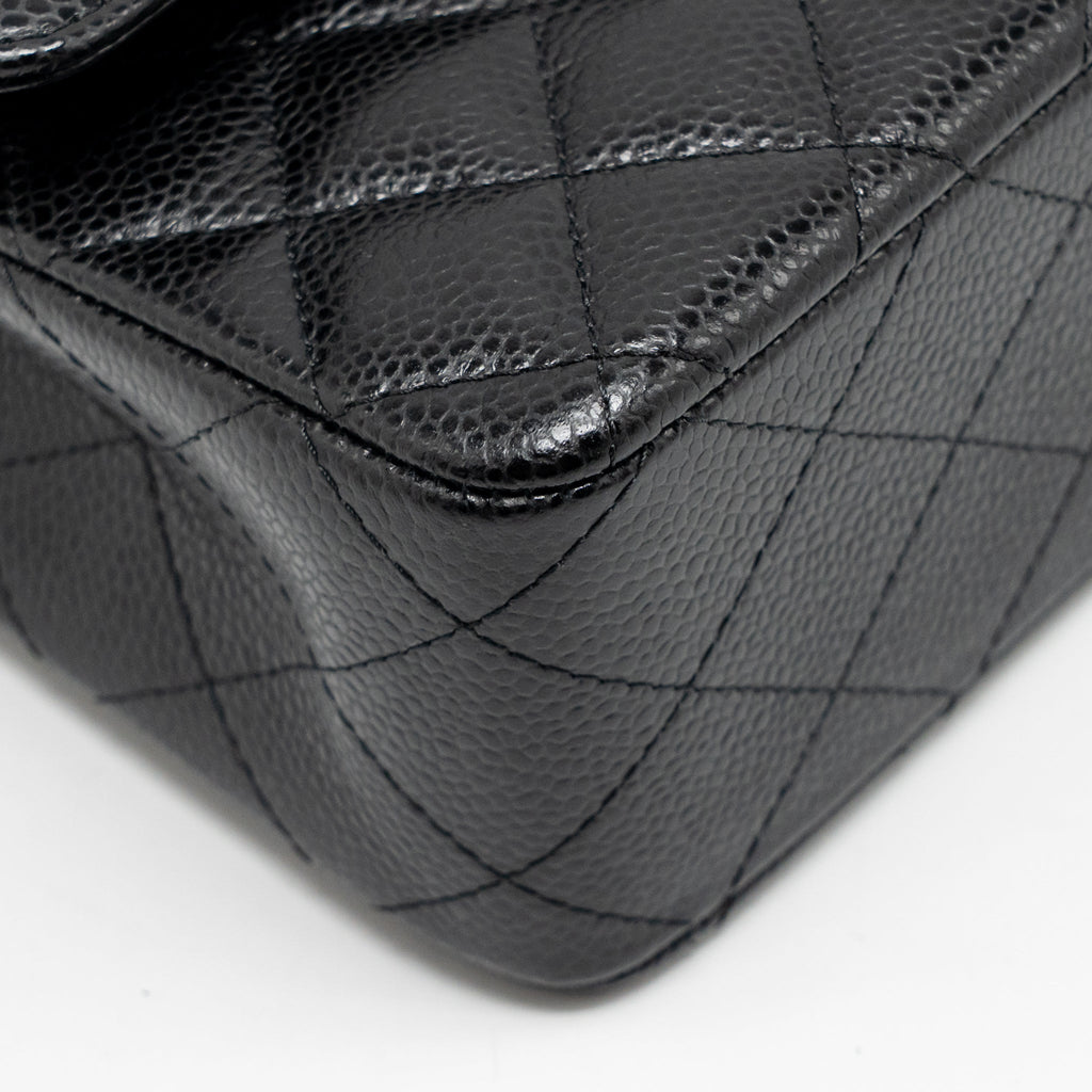 CHANEL MEDIUM CLASSIC DOUBLE FLAP BAG CAVIAR BLACK SHW