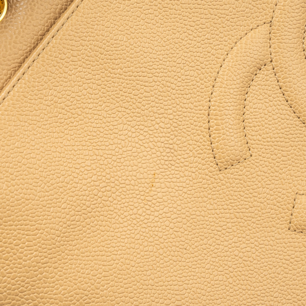 CHANEL VINTAGE TOTE BAG CAVIAR BEIGE GHW