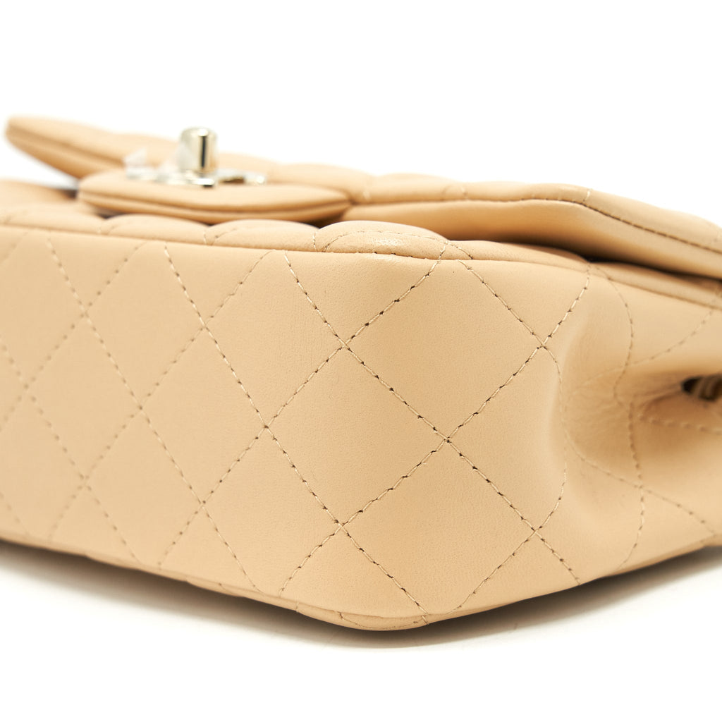 CHANEL MINI RECTANGULAR LAMBSKIN LIGHT BEIGE LGHW(MICROCHIP)
