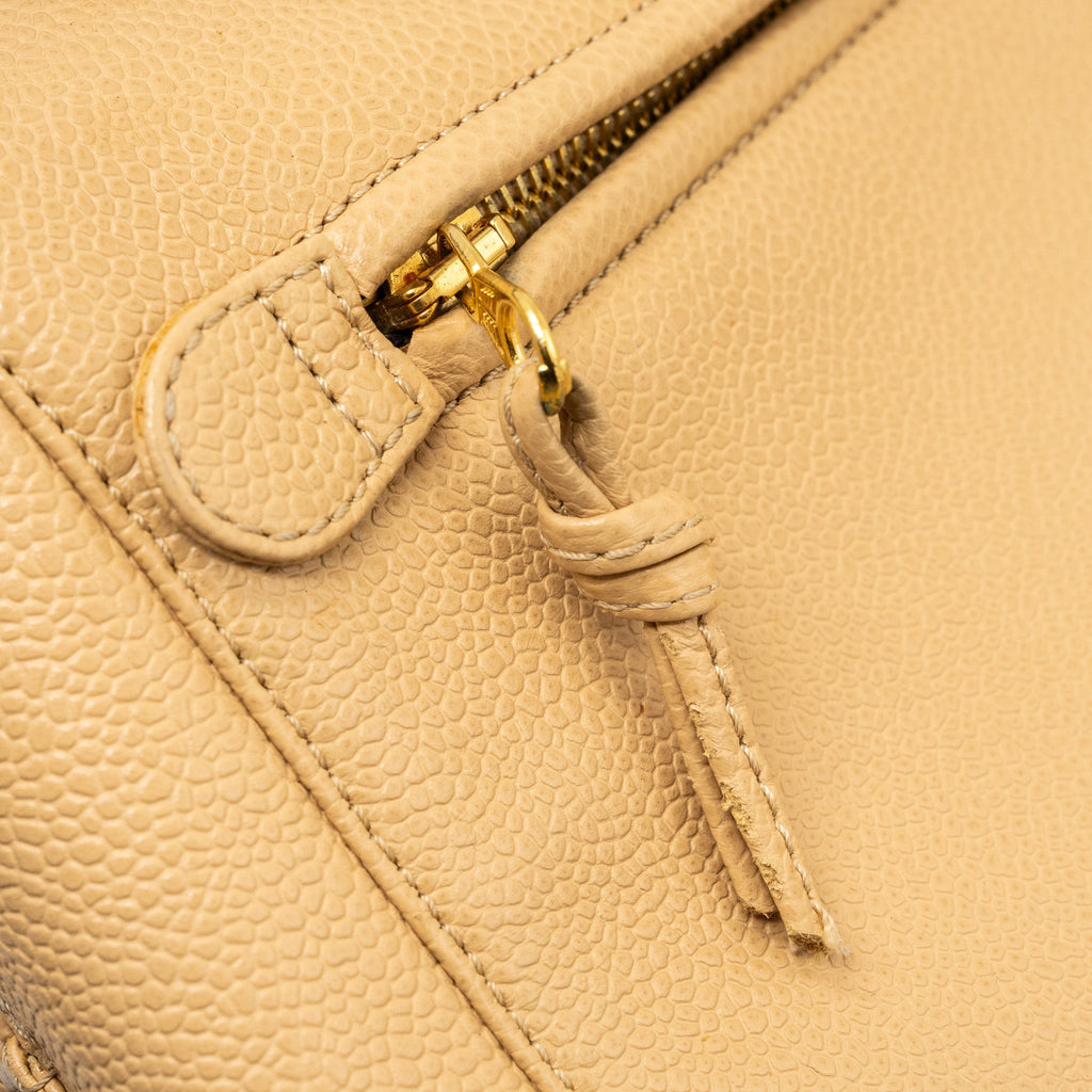 CHANEL VINTAGE TOTE BAG CAVIAR BEIGE GHW