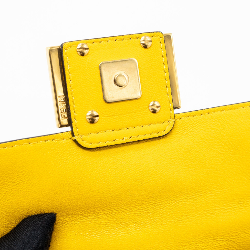 FENDI MINI BAGUETTE BAG NAPPA LAMBSKIN YELLOW GHW