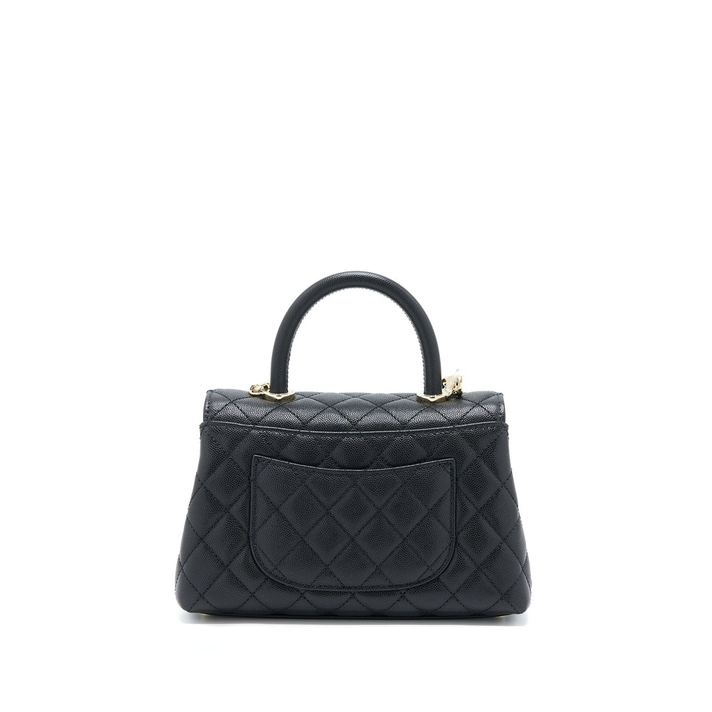 CHANEL SMALL COCO HANDLE FLAP BAG CAVIAR BLACK LGHW (MICROCHIP)