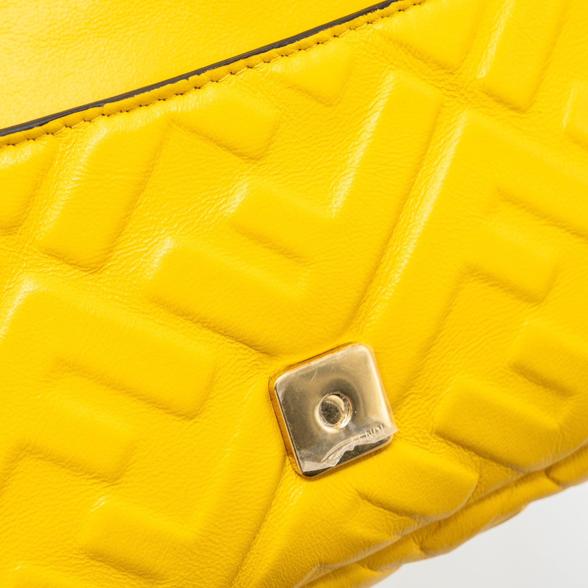 FENDI MINI BAGUETTE BAG NAPPA LAMBSKIN YELLOW GHW