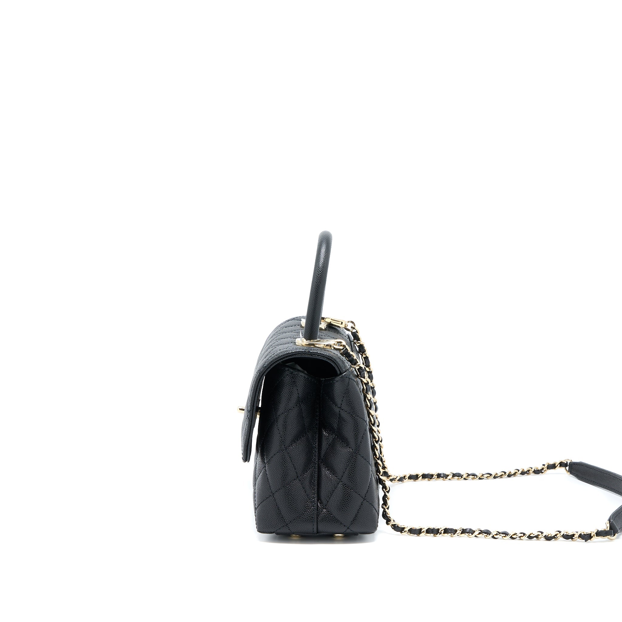 CHANEL SMALL COCO HANDLE FLAP BAG CAVIAR BLACK LGHW (MICROCHIP)