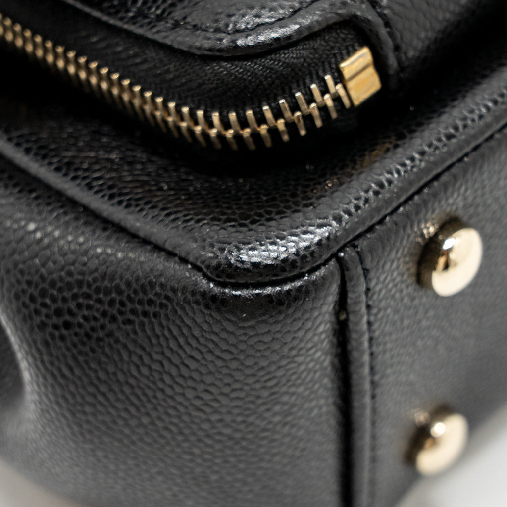 CHANEL SMALL BUSINESS AFFINITY CAVIAR BLACK LGHW (MICROCHIP)