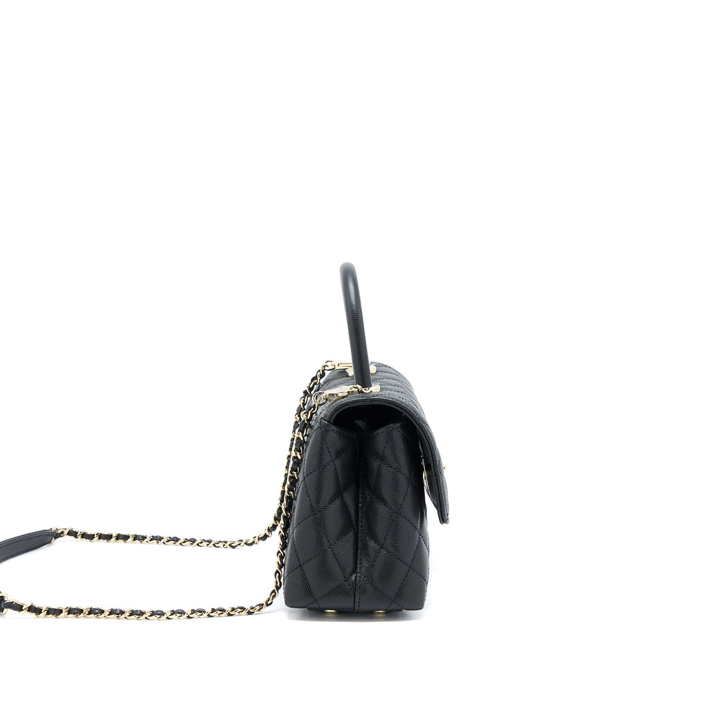 CHANEL SMALL COCO HANDLE FLAP BAG CAVIAR BLACK LGHW (MICROCHIP)