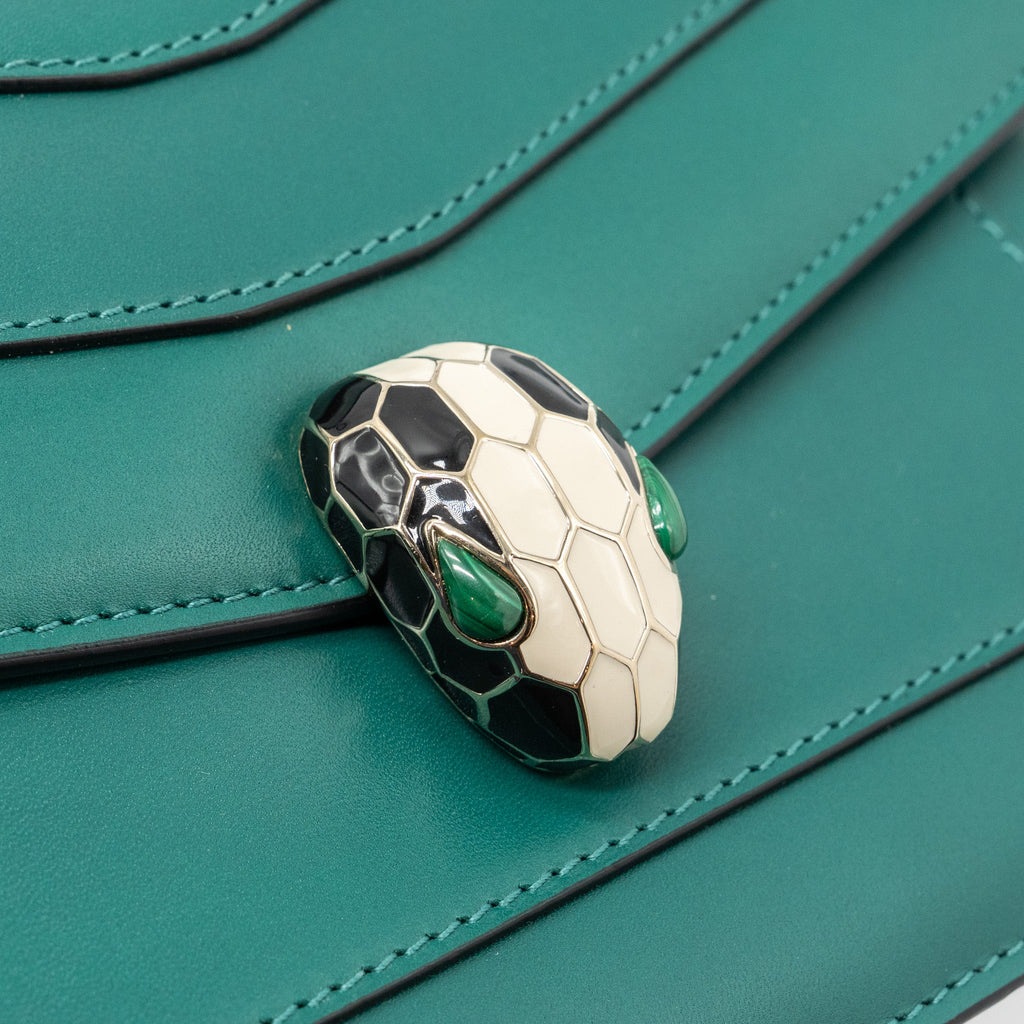 BVLGARI SERPENTI FOREVER CHAIN BAG CALFSKIN GREEN LGHW