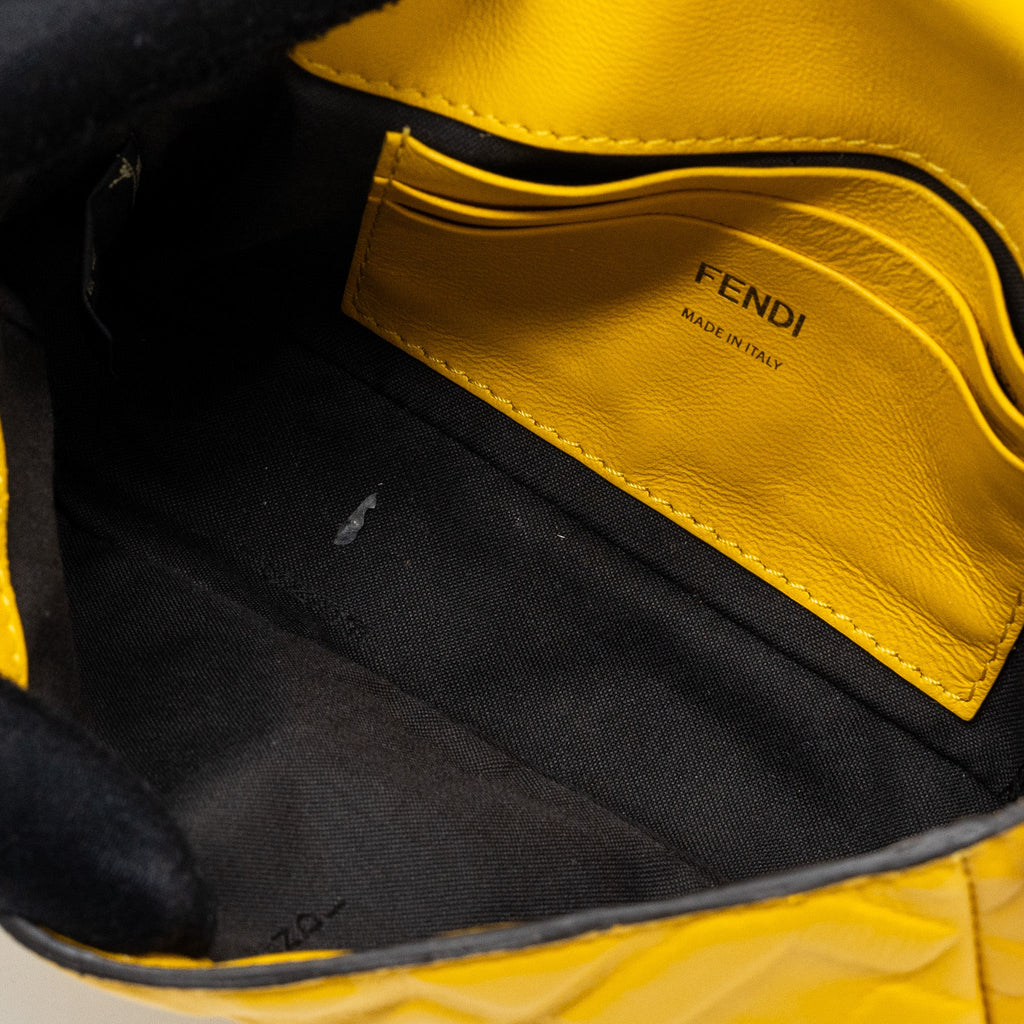 FENDI MINI BAGUETTE BAG NAPPA LAMBSKIN YELLOW GHW