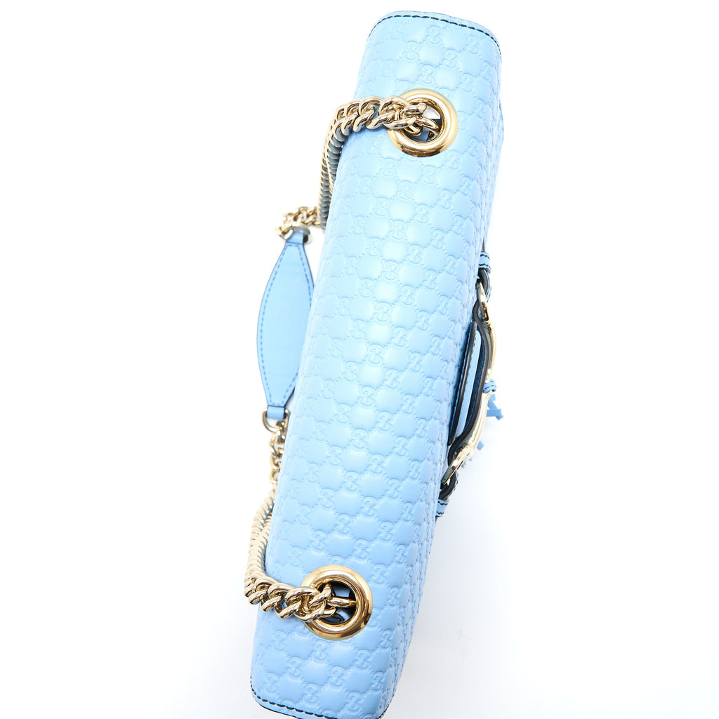 GUCCI EMILY CHAIN SHOULDER BAG CALFSKIN LIGHT BLUE SHW