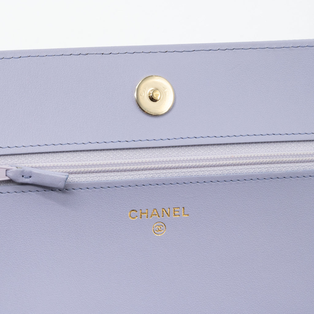 CHANEL BOY WALLET ON CHAIN CAVIAR LIALIC / LIGHT PURPLE LGHW (MICROCHIP)