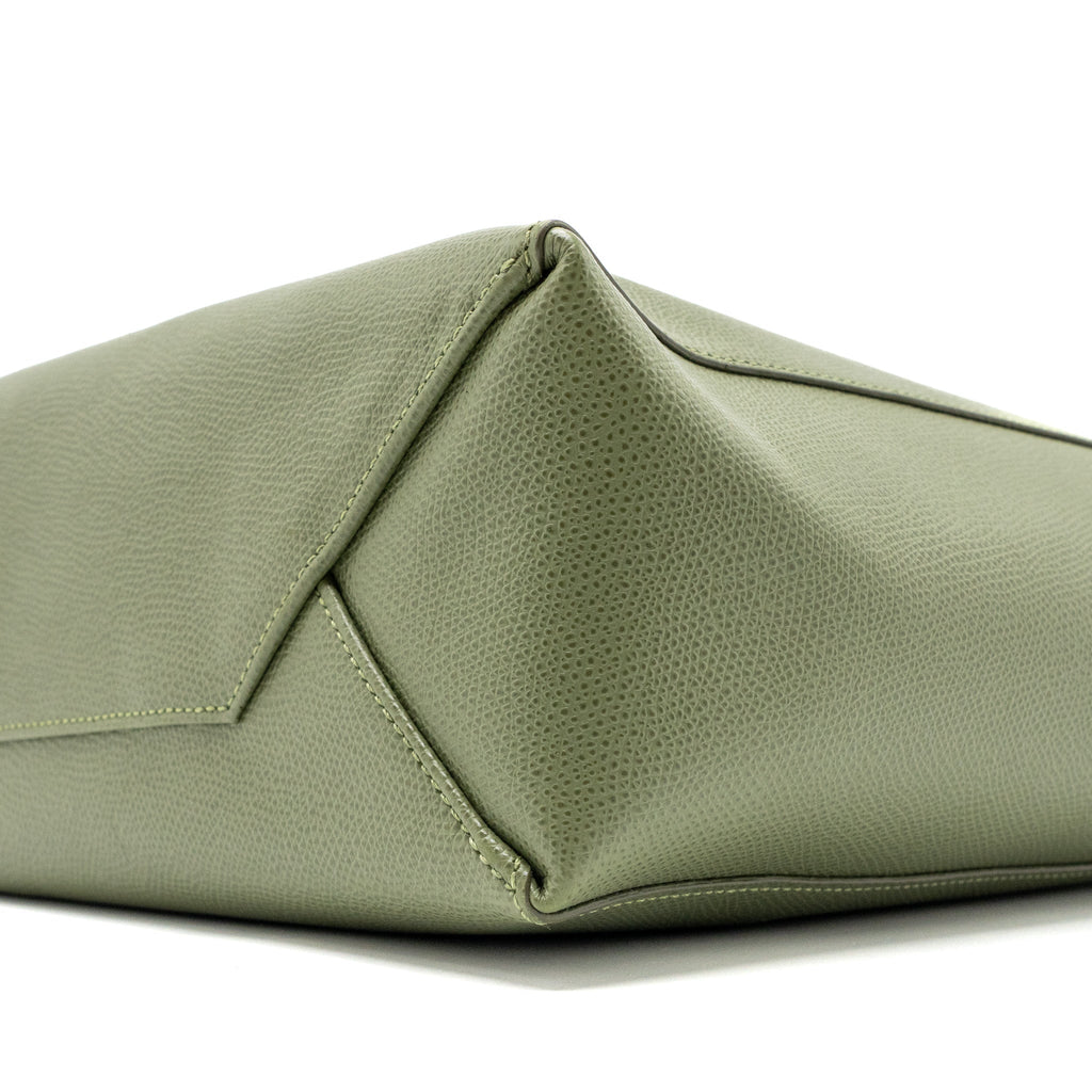 CELINE VERTICAL CABAS TOTE BAG GRAINED CALFSKIN GREEN GHW