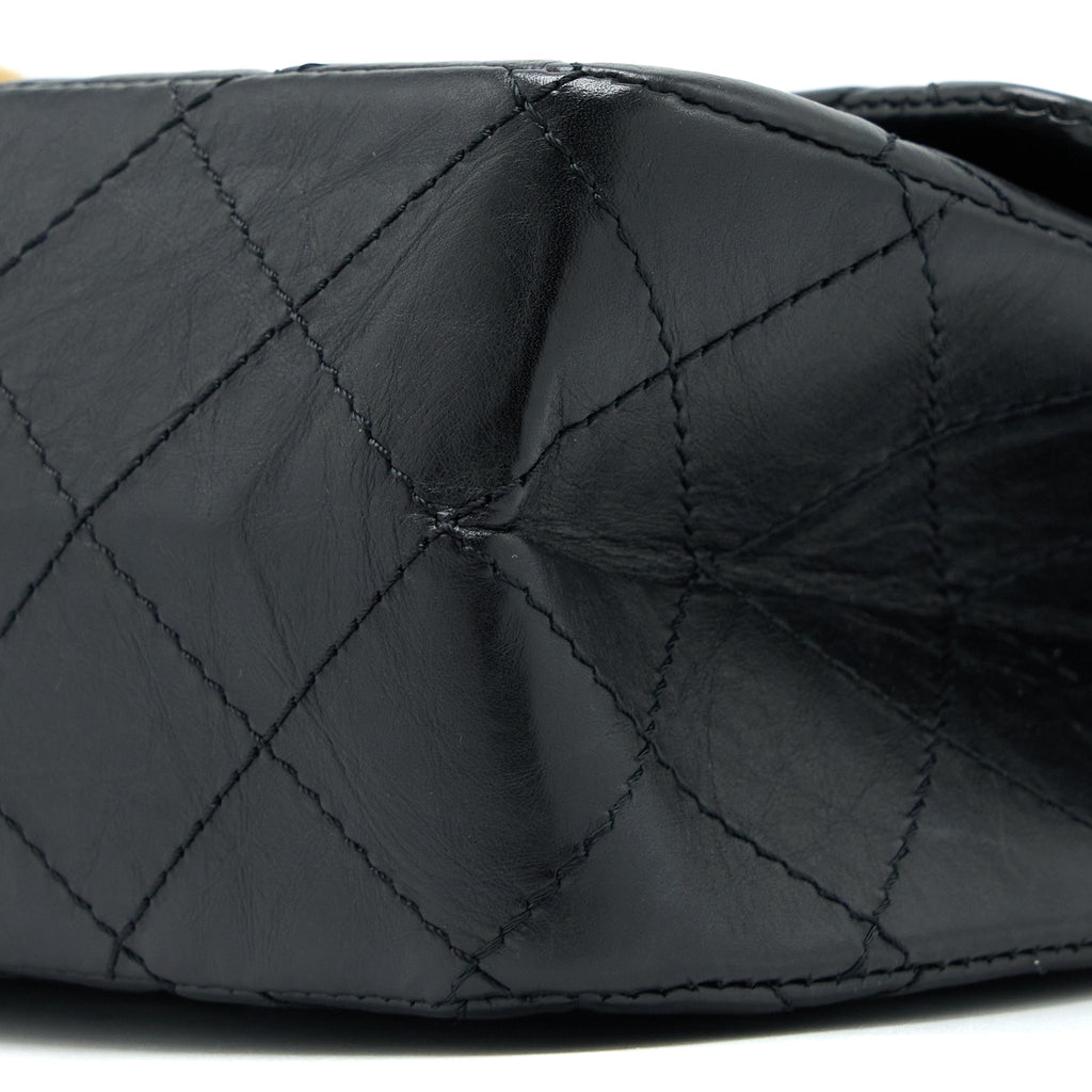 CHANEL 2.55 227 REISSUE FLAP BAG AGED CALFSKIN BLACK GHW