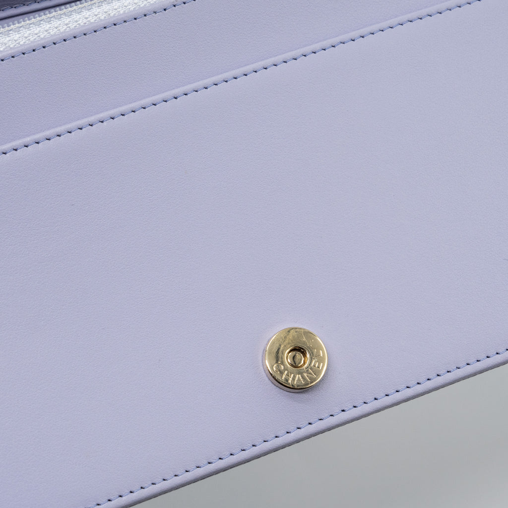 CHANEL BOY WALLET ON CHAIN CAVIAR LIALIC / LIGHT PURPLE LGHW (MICROCHIP)