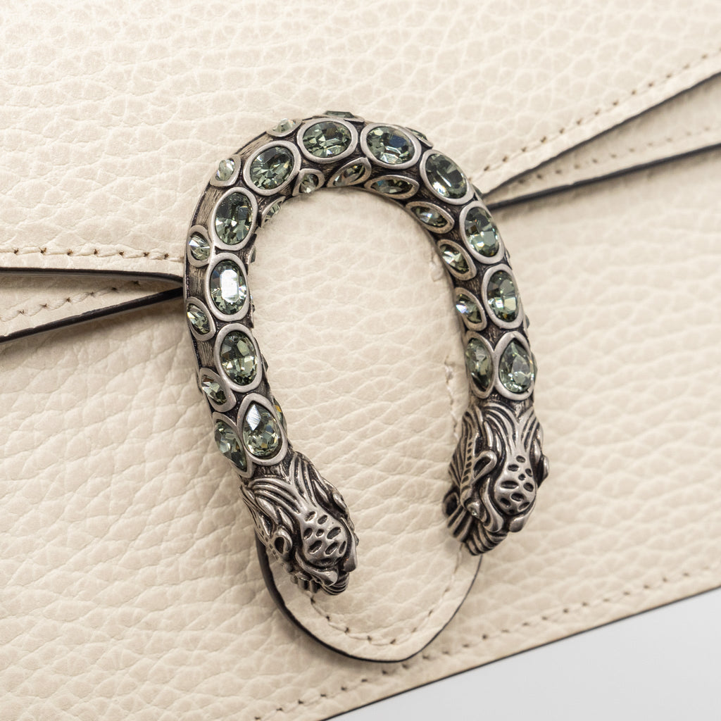 GUCCI SUPER MINI DIONYSUS CALFSKIN WHITE RUTHENIUM SHW