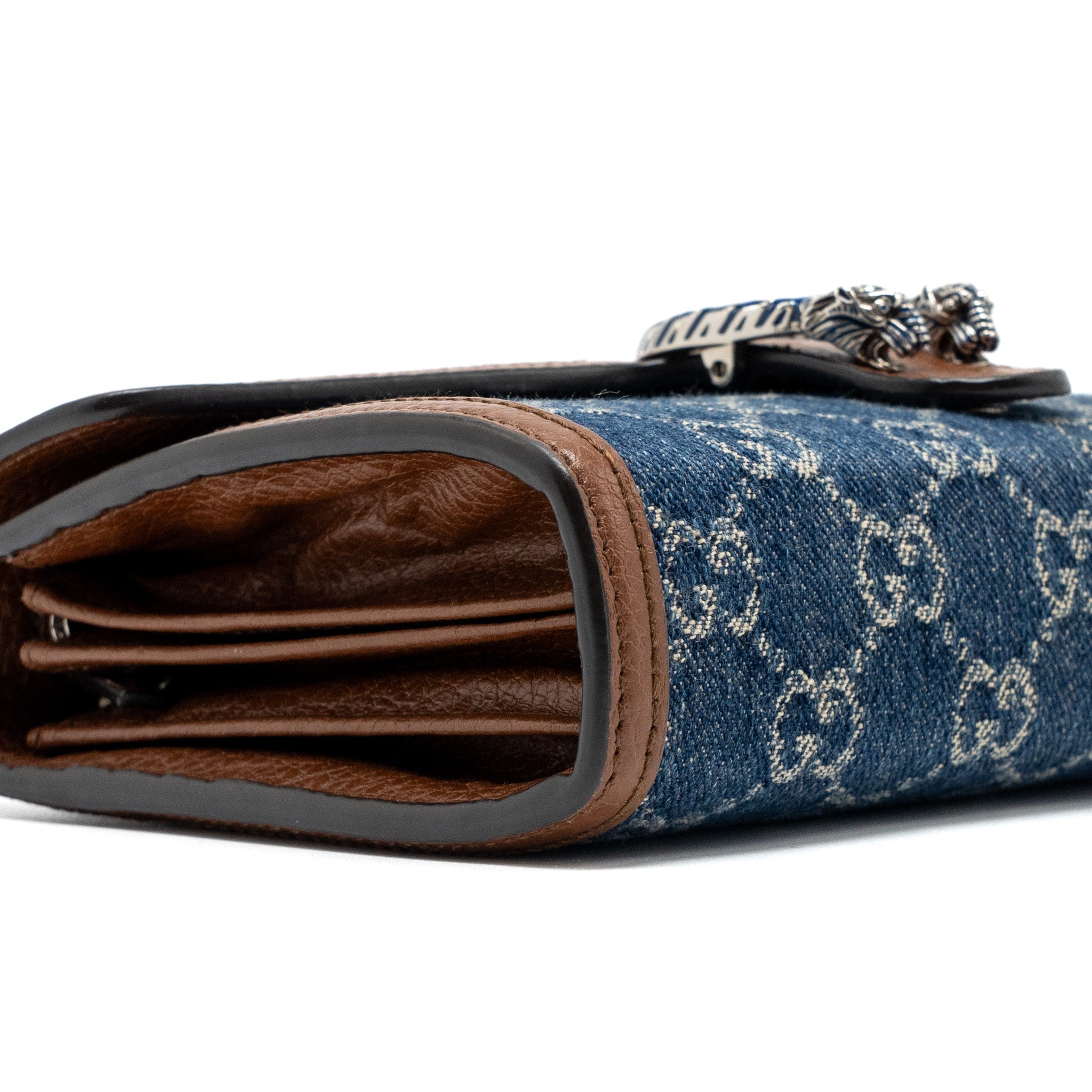 GUCCI DIONYSUS CHAIN WALLET BAG GG SUPREME DENIM/LEATHER MULTICOLOUR HARDWARE
