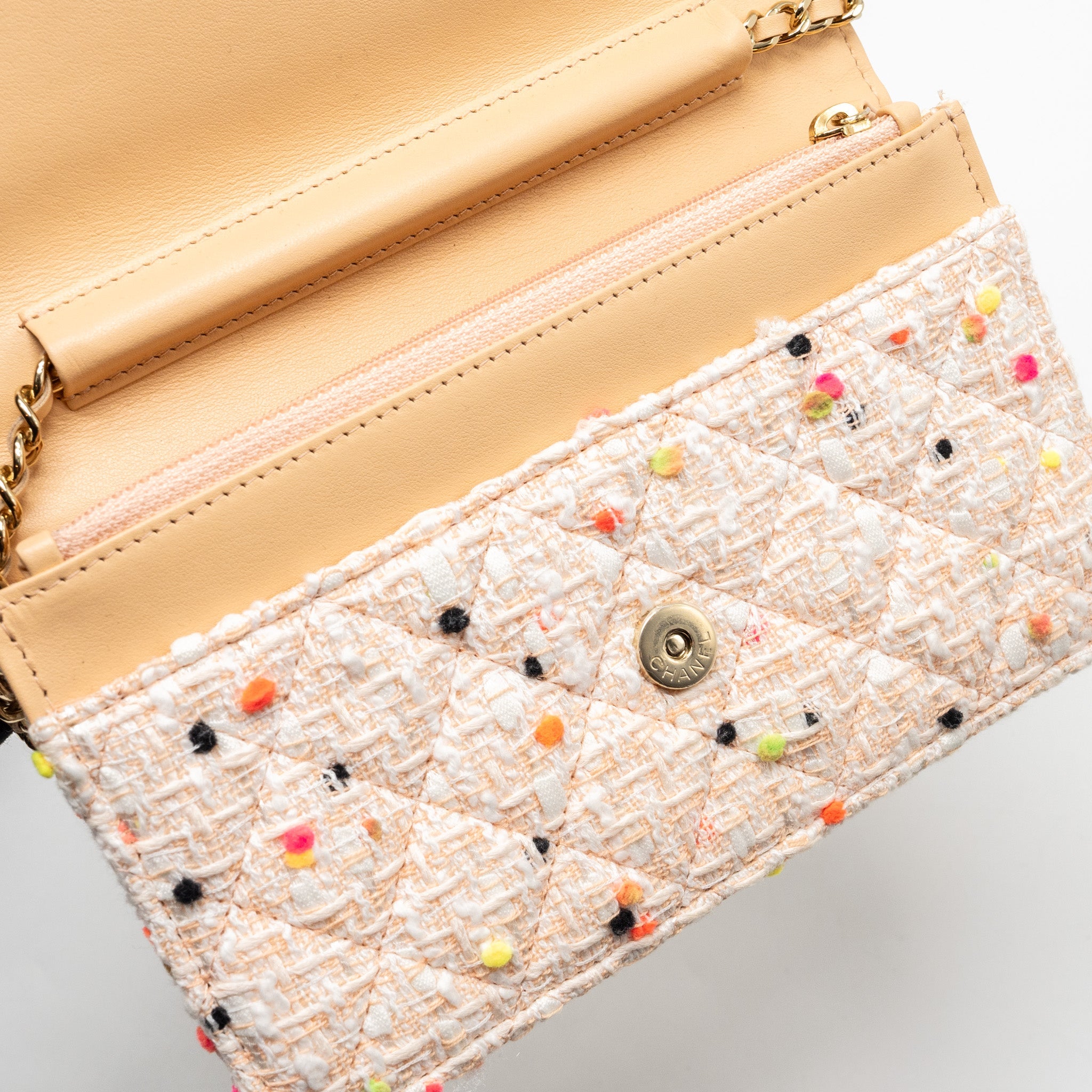 CHANEL 19S WALLET ON CHAIN/O MINI BAG TWEED MULTICOLOUR LGHW