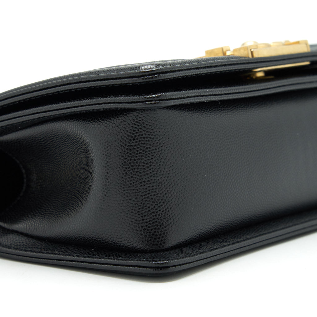 CHANEL SMALL BOY BAG CAVIAR BLACK GHW (MICROCHIP)