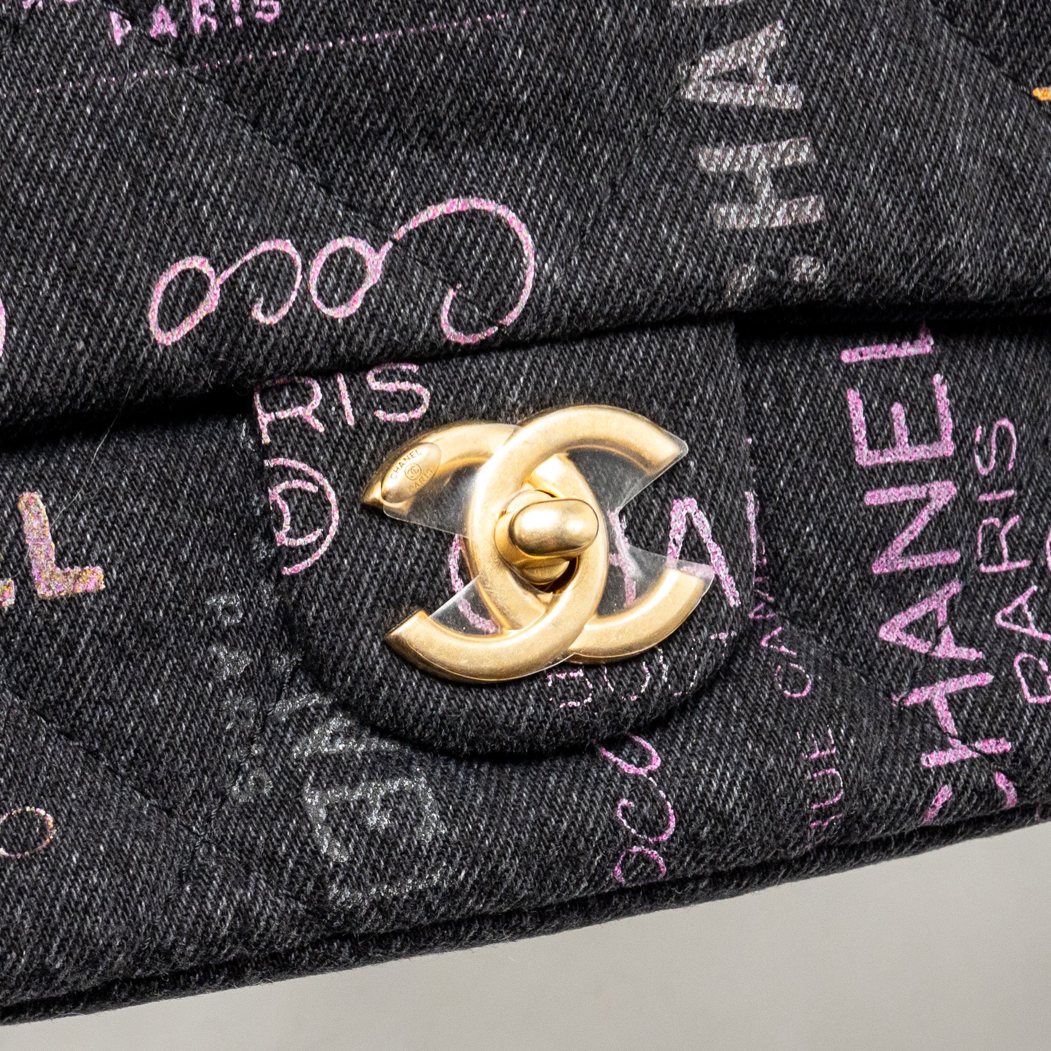 CHANEL LARGE MOOD FLAP BAG DENIM BLACK/MULTICOLOUR GHW (MICROCHIP)