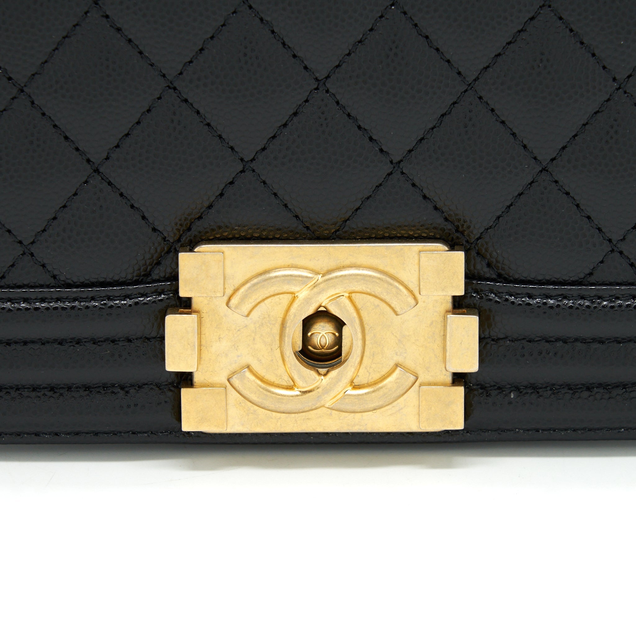 CHANEL SMALL BOY BAG CAVIAR BLACK GHW (MICROCHIP)