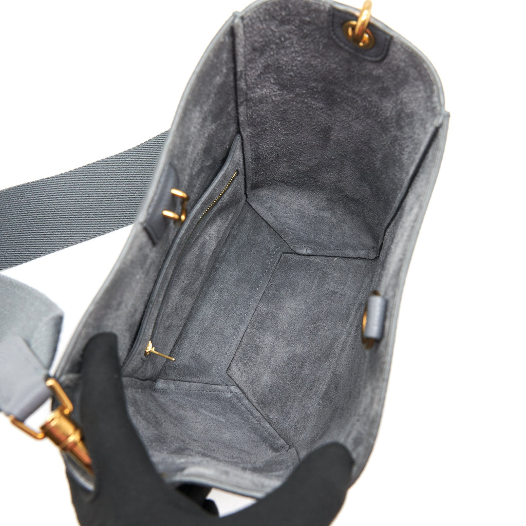 CELINE SMALL SANGLE BUCKET BAG GREY GHW