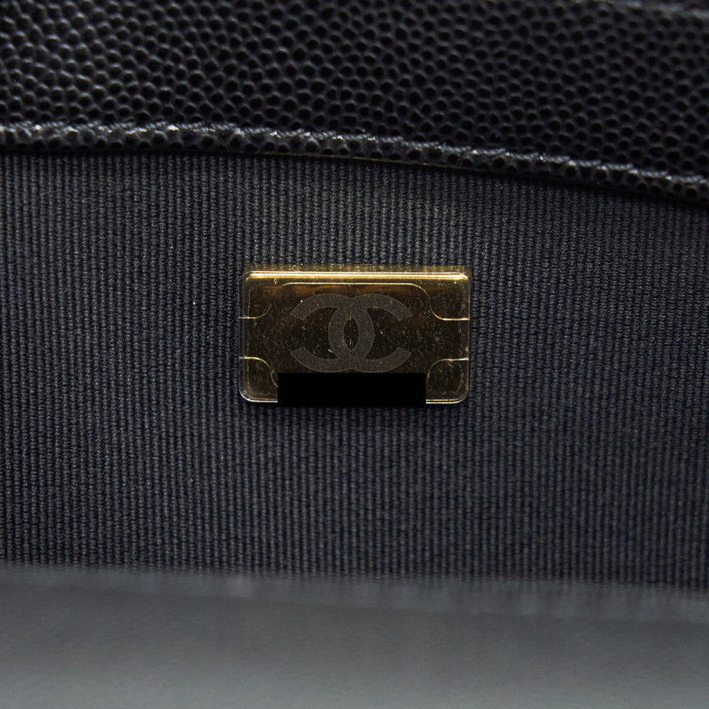 CHANEL SMALL BOY BAG CAVIAR BLACK GHW (MICROCHIP)