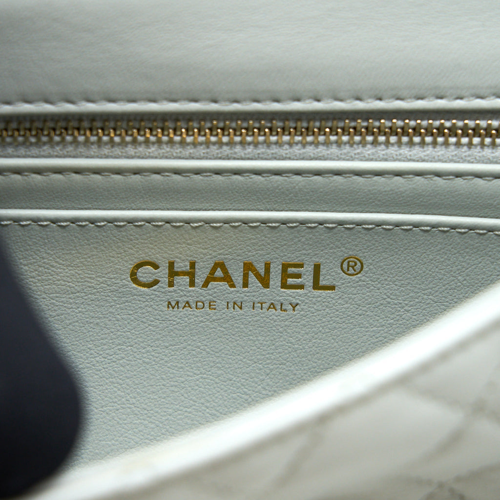 CHANEL 23C PEARL CRUSH MINI RECTANGULAR LAMBSKIN LIGHT GREY BRUSHED GHW (MICROCHIP)