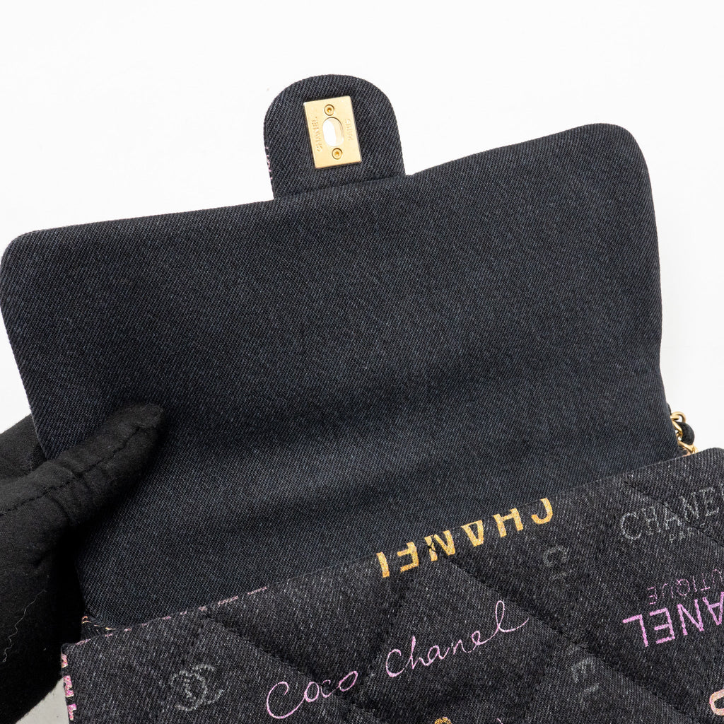 CHANEL LARGE MOOD FLAP BAG DENIM BLACK/MULTICOLOUR GHW (MICROCHIP)
