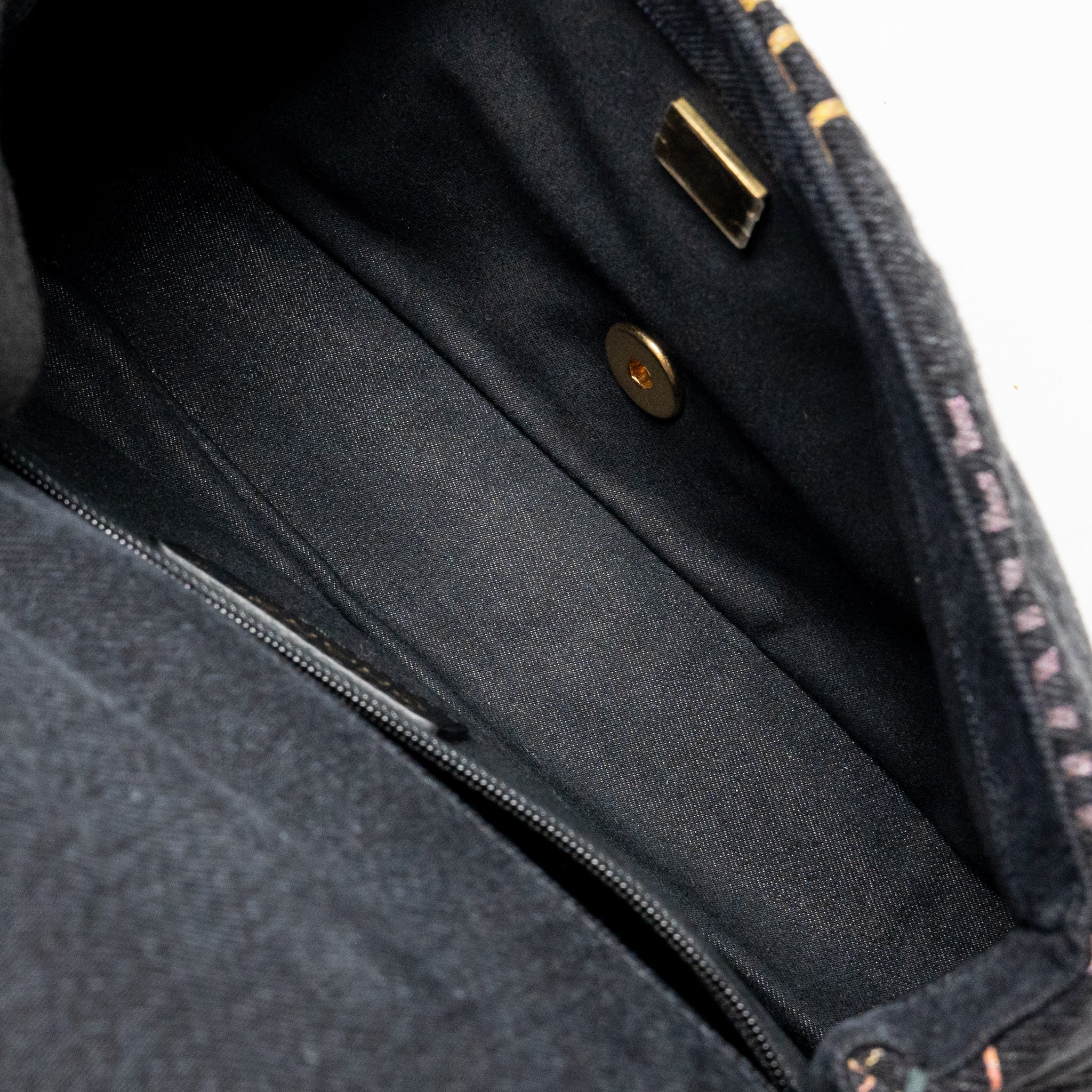 CHANEL LARGE MOOD FLAP BAG DENIM BLACK/MULTICOLOUR GHW (MICROCHIP)