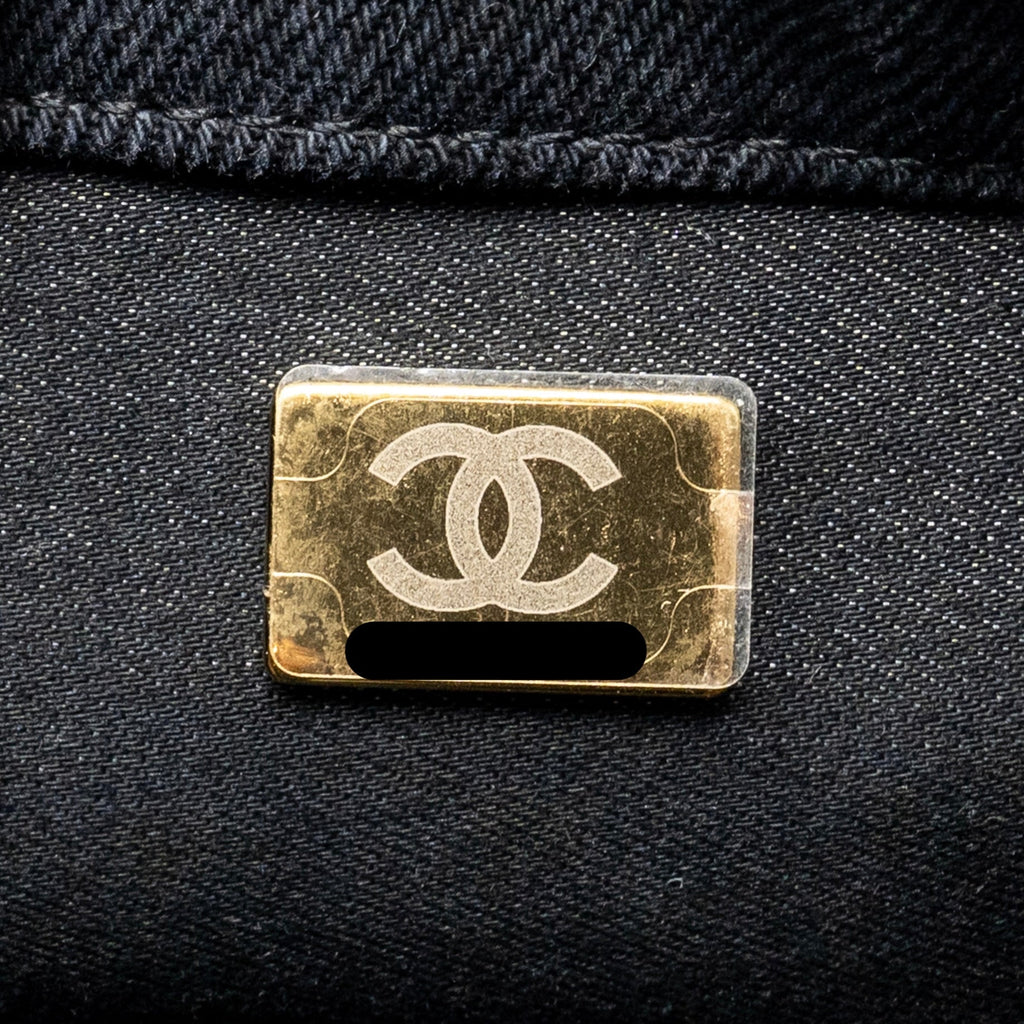 CHANEL LARGE MOOD FLAP BAG DENIM BLACK/MULTICOLOUR GHW (MICROCHIP)