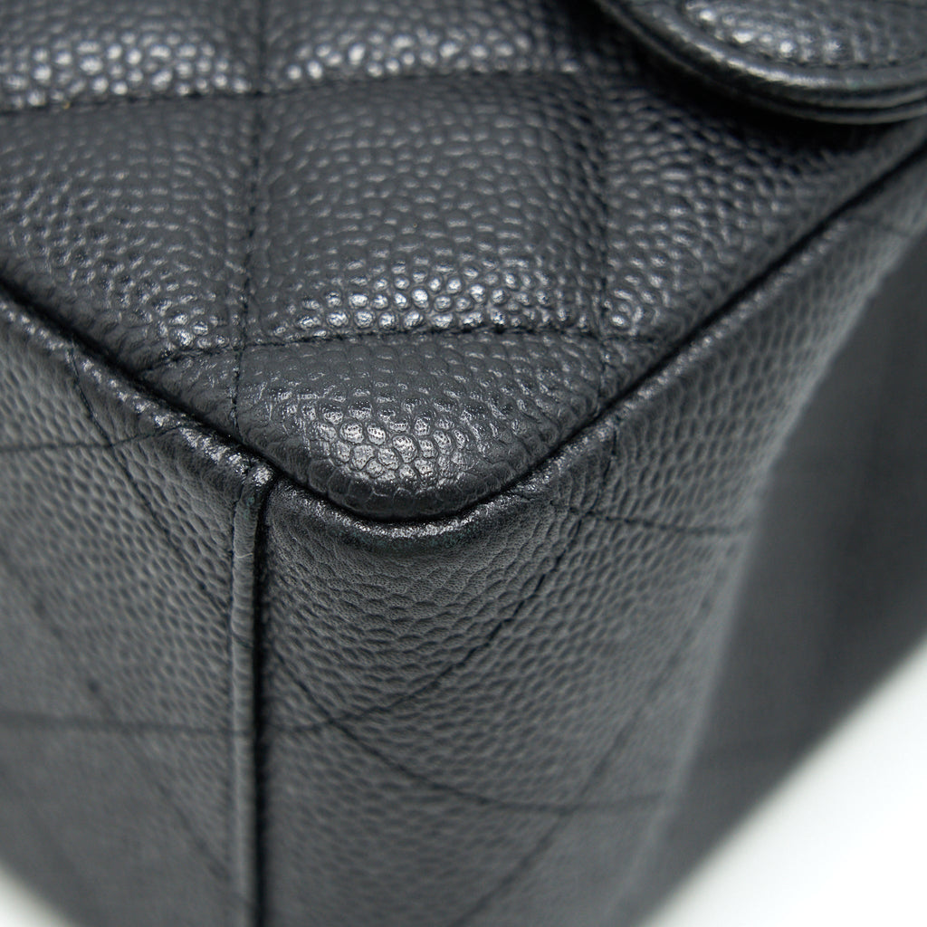 CHANEL CAVIER CLASSIC MAXI DOUBLE FLAP BAG BLACK SHW