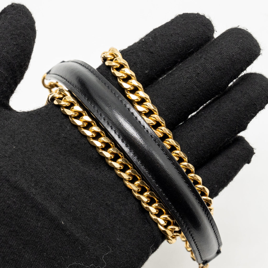CELINE WALLET ON CHAIN MARGO SHINY CALFSKIN BLACK GHW
