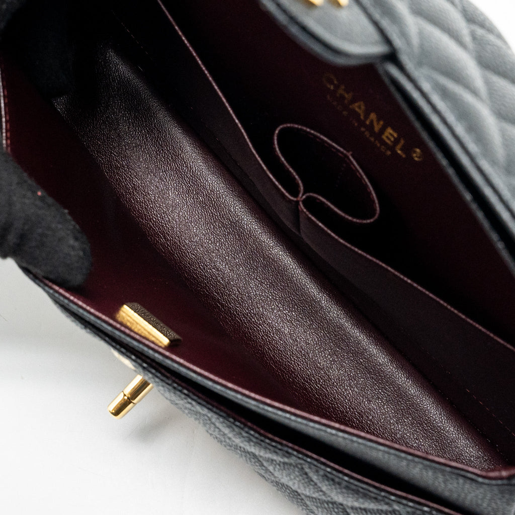 CHANEL MEDIUM CLASSIC DOUBLE FLAP BAG CAVIAR BLACK GHW (MICROCHIP)