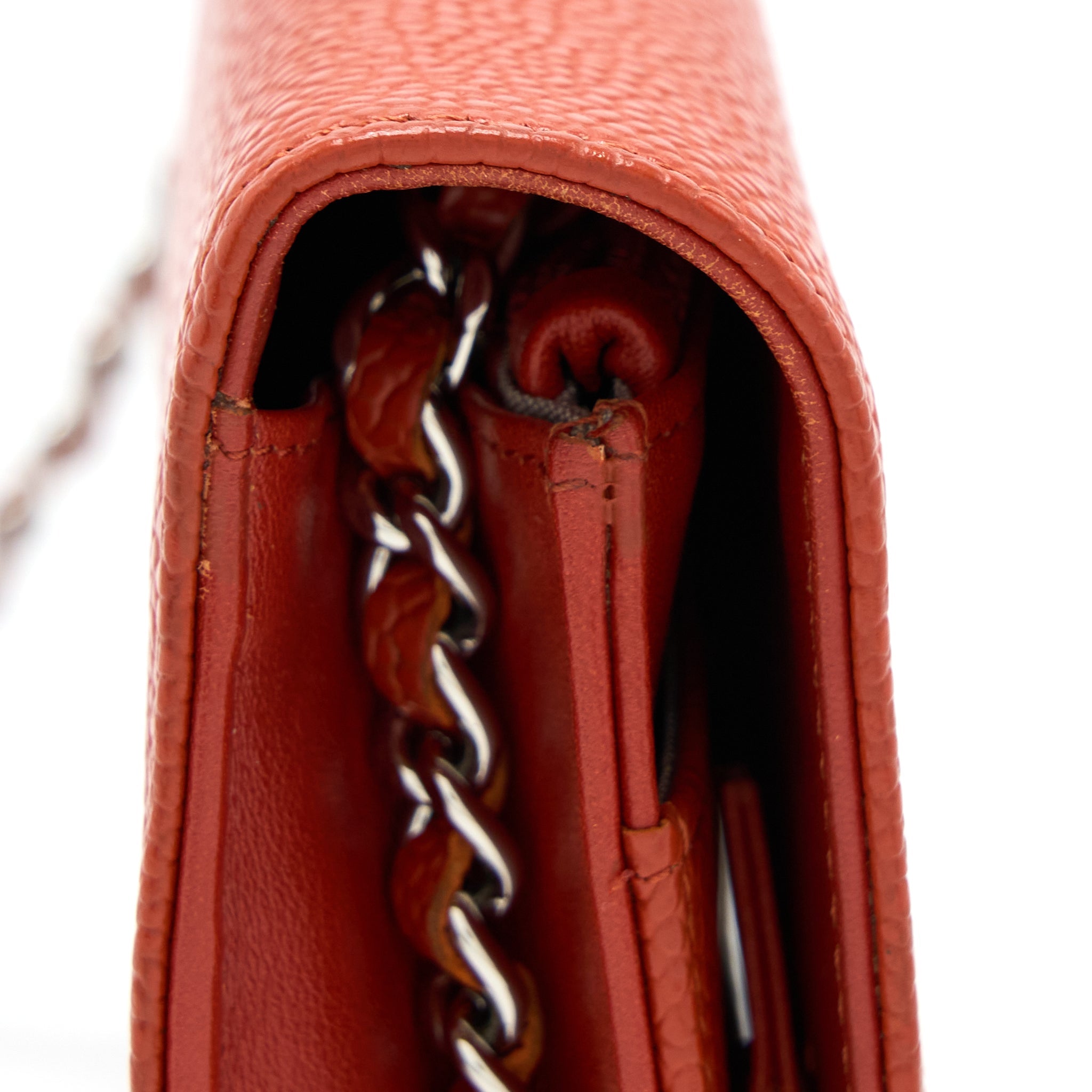 CHANEL WALLET ON CHAIN CAVIAR ORANGE RED SHW