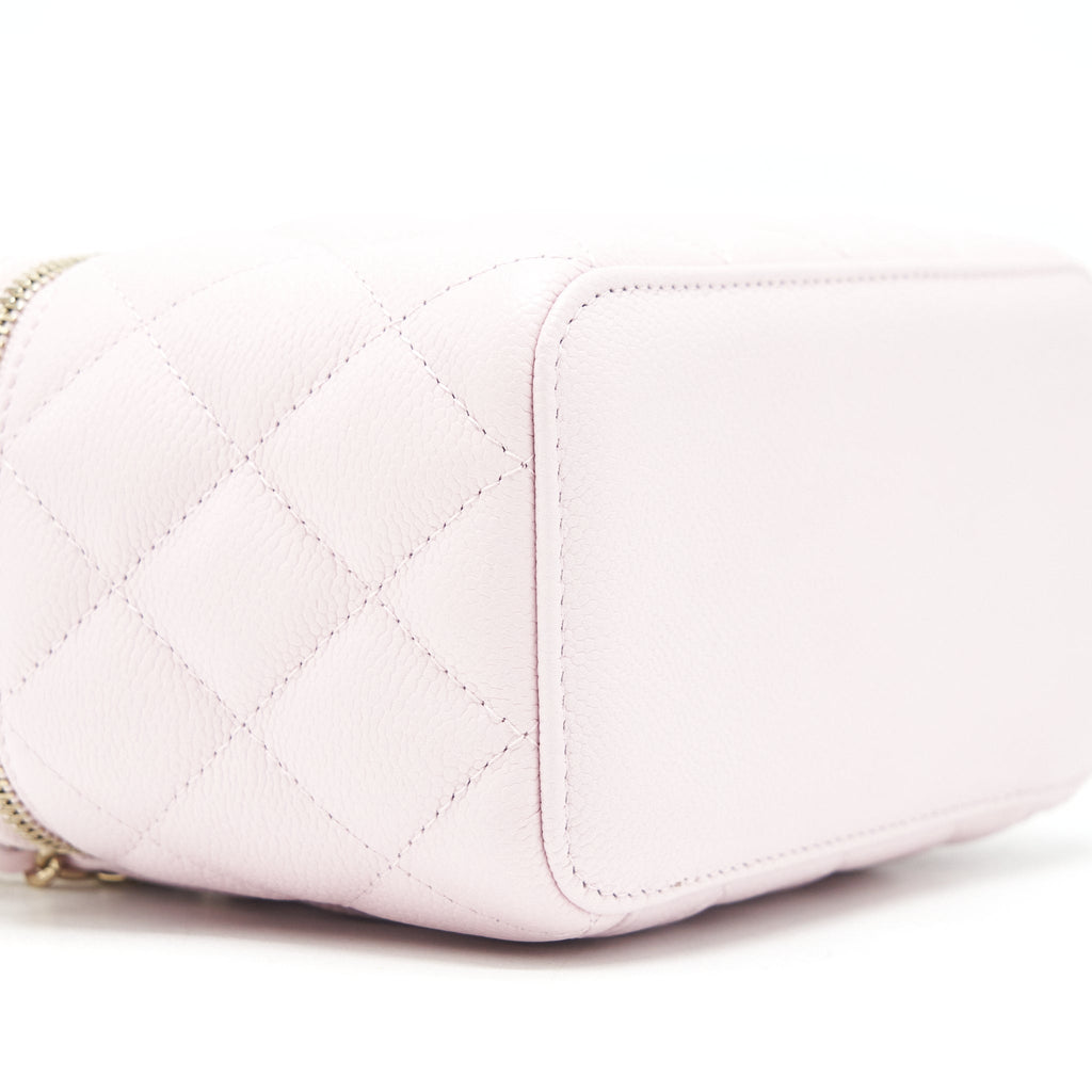 CHANEL 22P LONG VANITY CASE WITH LOGO CHAIN CAVIAR LIGHT PINK LGHW