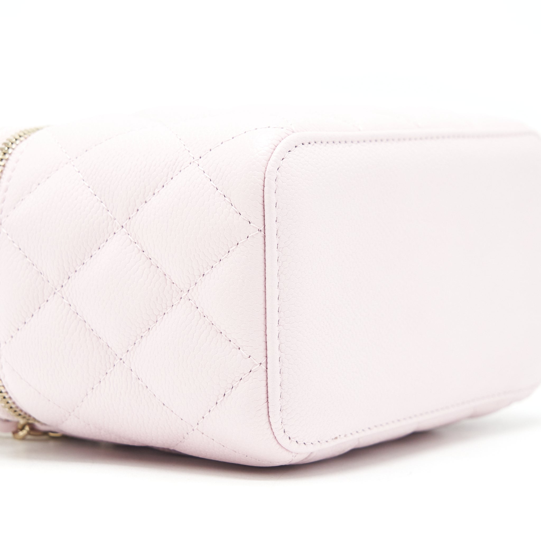 CHANEL 22P LONG VANITY CASE WITH LOGO CHAIN CAVIAR LIGHT PINK LGHW