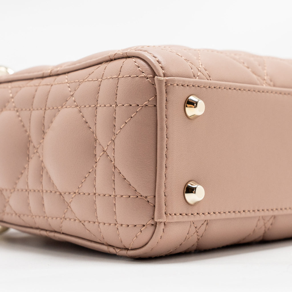DIOR MINI LADY DIOR BAG LAMBSKIN BLUSH LGHW