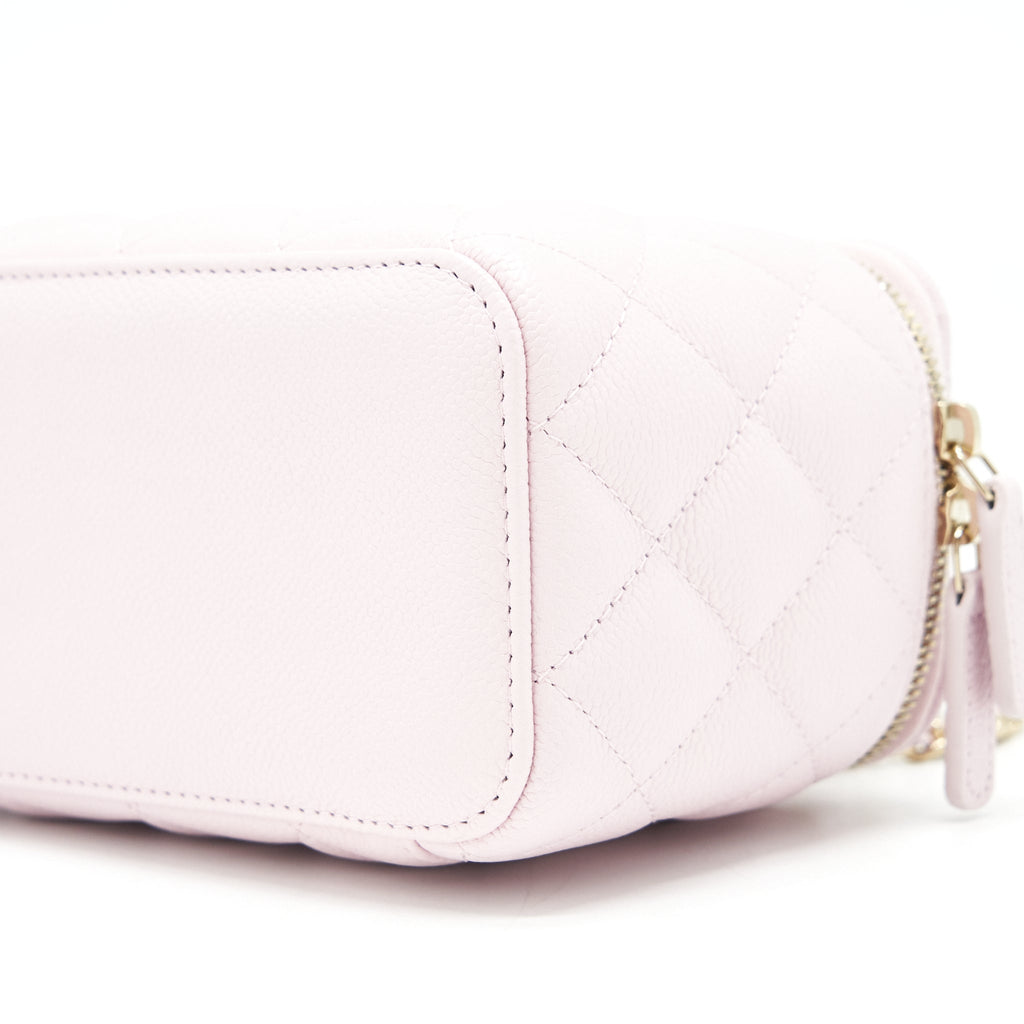 CHANEL 22P LONG VANITY CASE WITH LOGO CHAIN CAVIAR LIGHT PINK LGHW