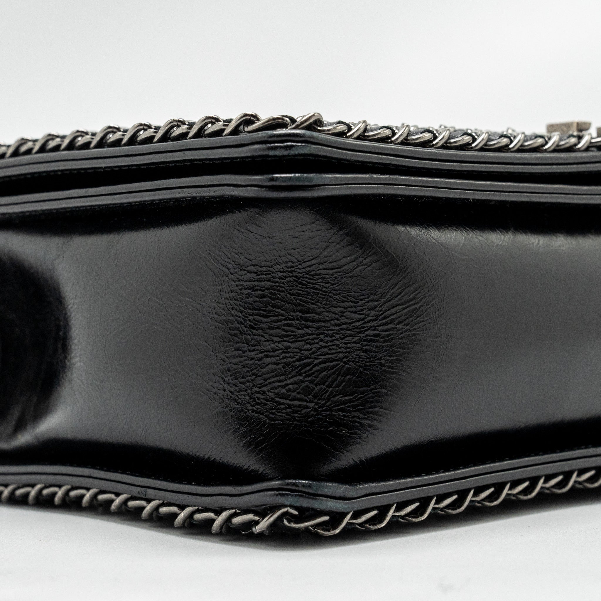 CHANEL NEW MEDIUM CHAIN EDGE BOY BAG CALFSKIN BLACK RUTHENIUM SHW