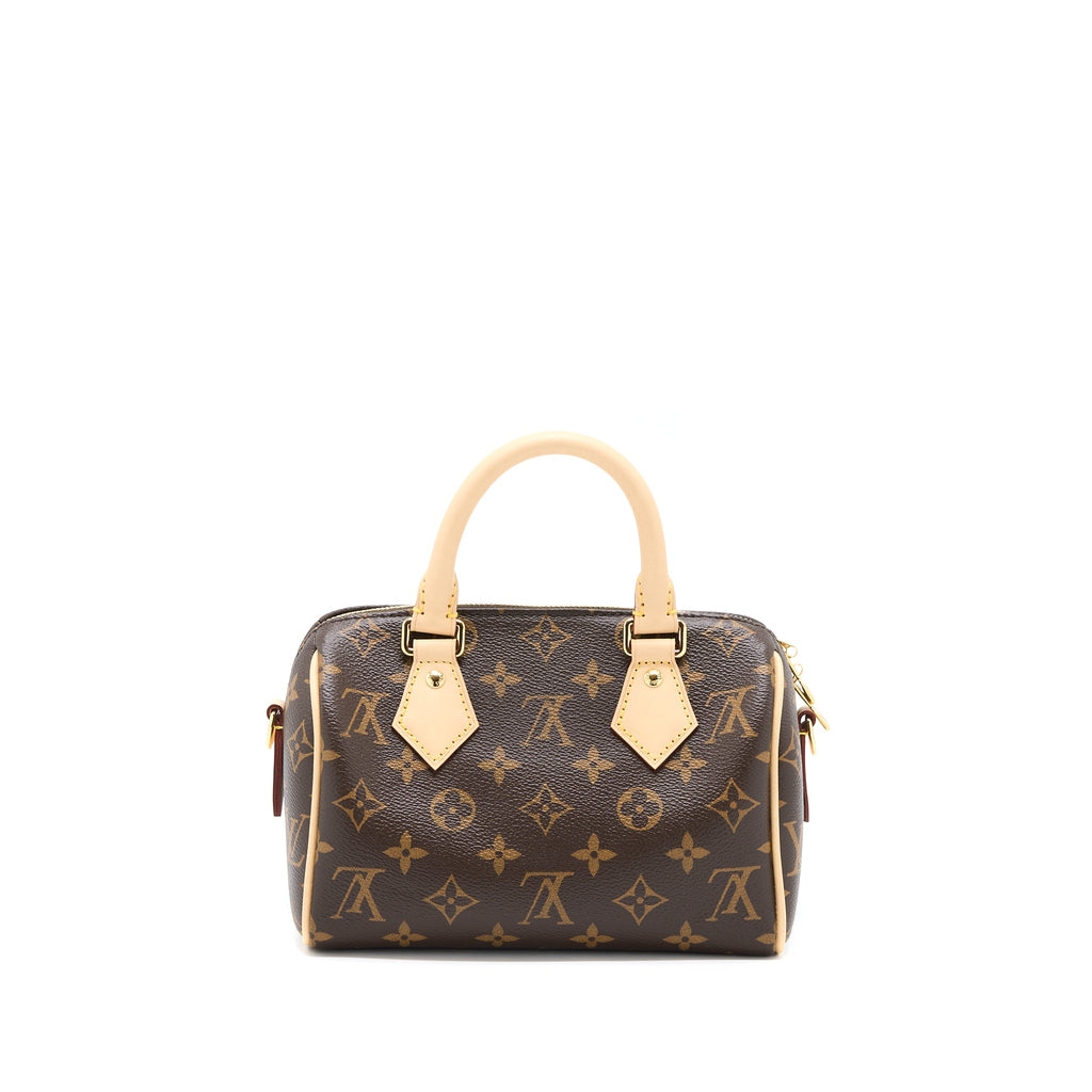 LOUIS VUITTON SPEEDY BANDOULIERE 20 MONOGRAM CANVAS WITH FUCHSIA STRAP