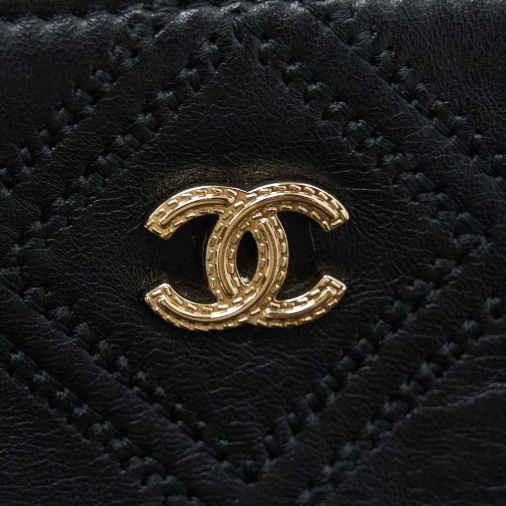 CHANEL QUILTED POUCH WITH TASSEL BLACK LGHW