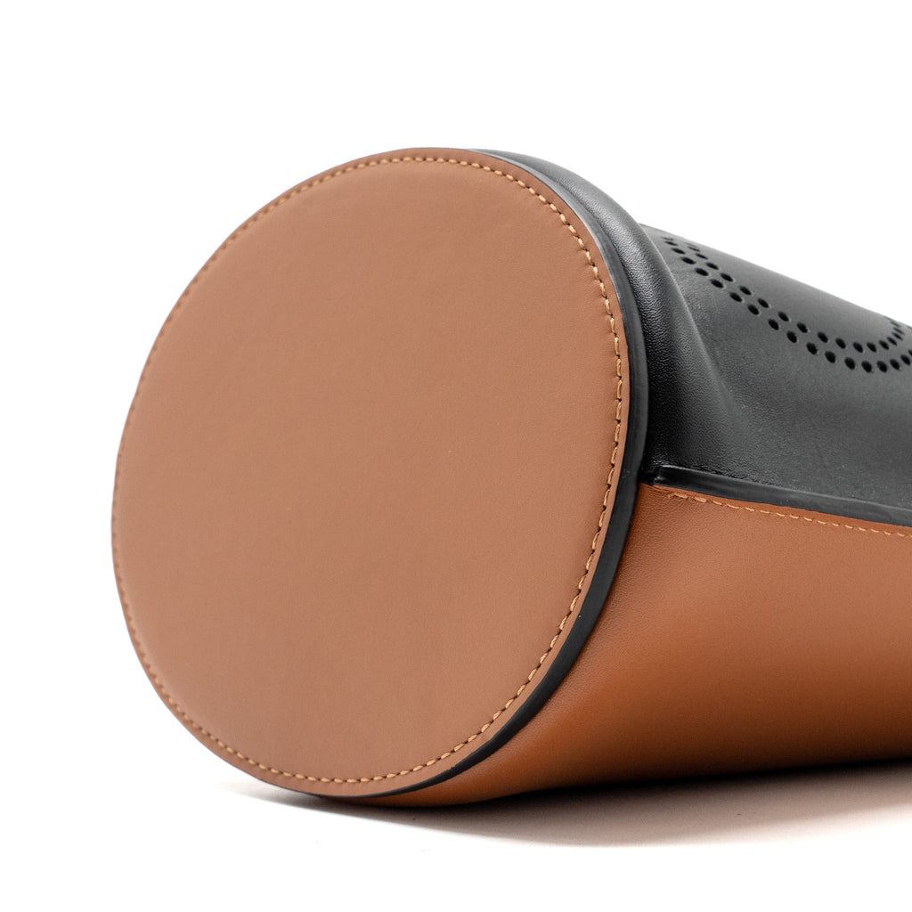 LOEWE GATE BUCKET BAG CALFSKIN BLACK / TAN GHW