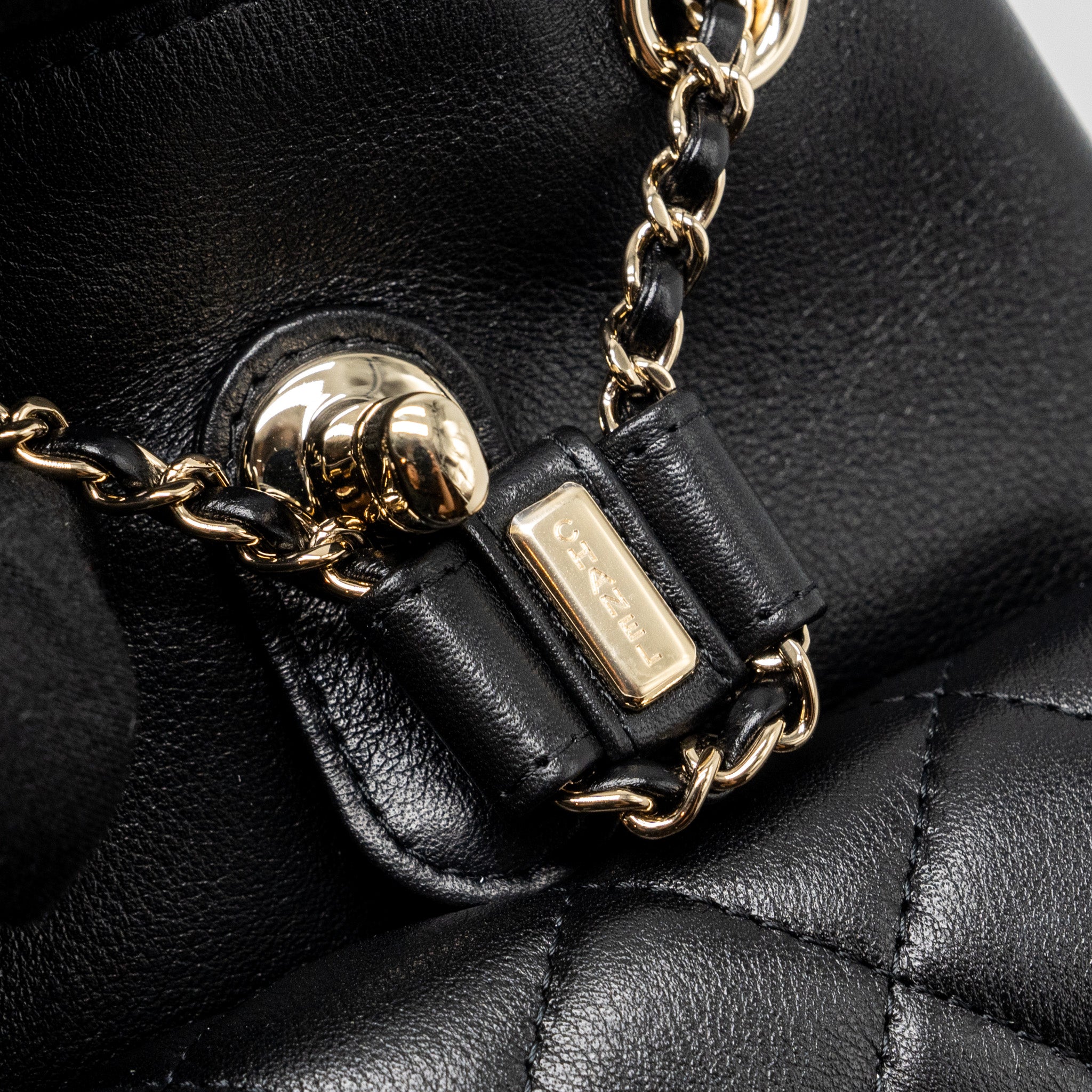 CHANEL 24P MINI DUMA BACKPACK CALFSKIN BLACK LGHW (MICROCHIP)