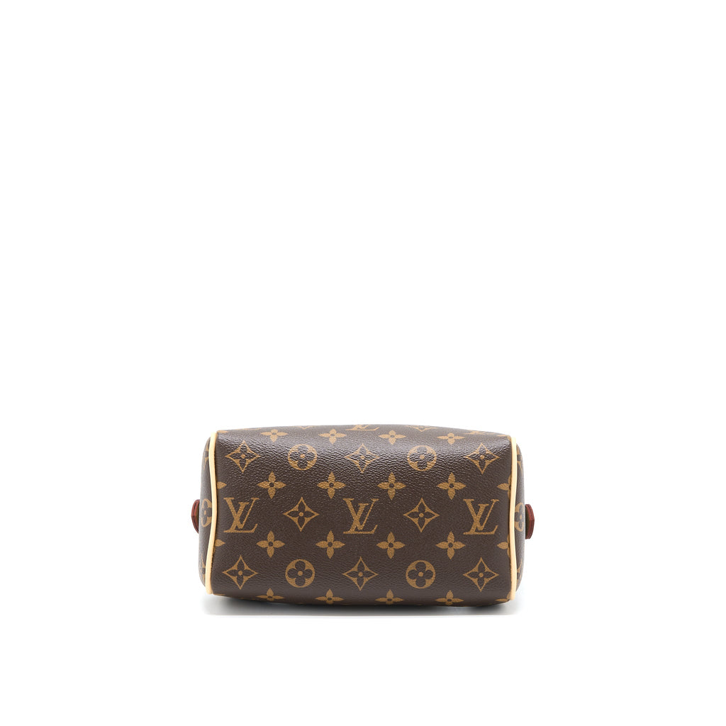 LOUIS VUITTON SPEEDY BANDOULIERE 20 MONOGRAM CANVAS WITH FUCHSIA STRAP