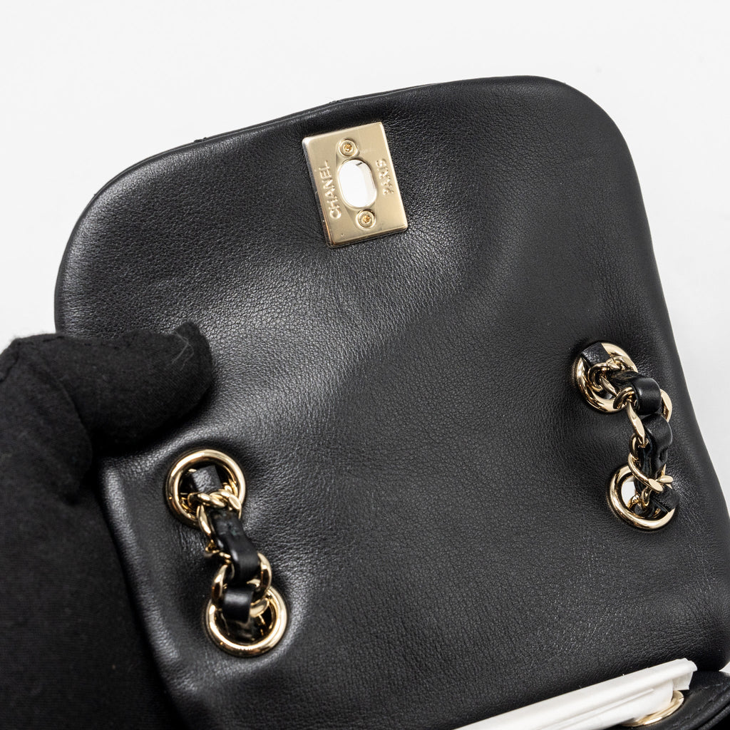 CHANEL 24P MINI DUMA BACKPACK CALFSKIN BLACK LGHW (MICROCHIP)