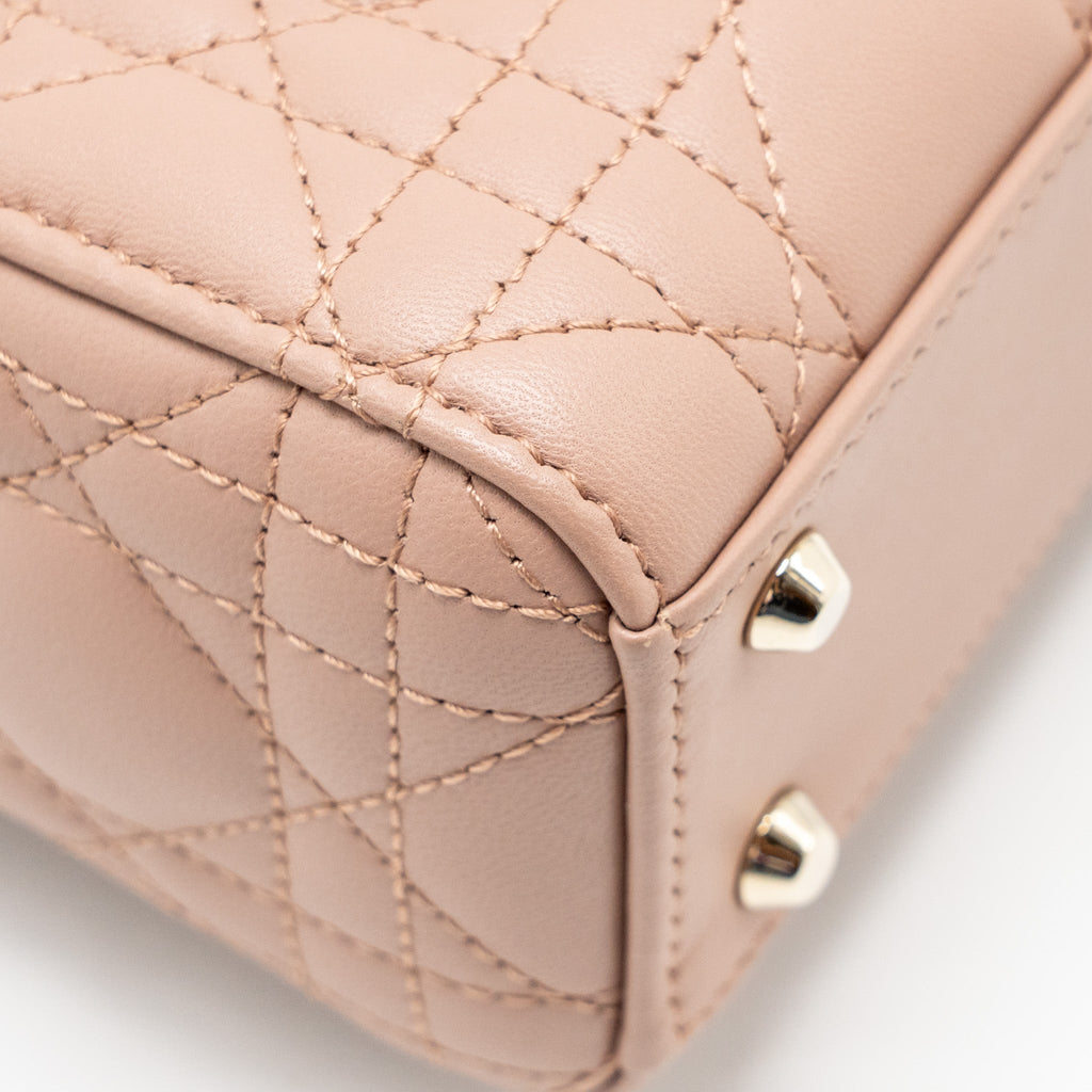 DIOR MINI LADY DIOR BAG LAMBSKIN BLUSH LGHW