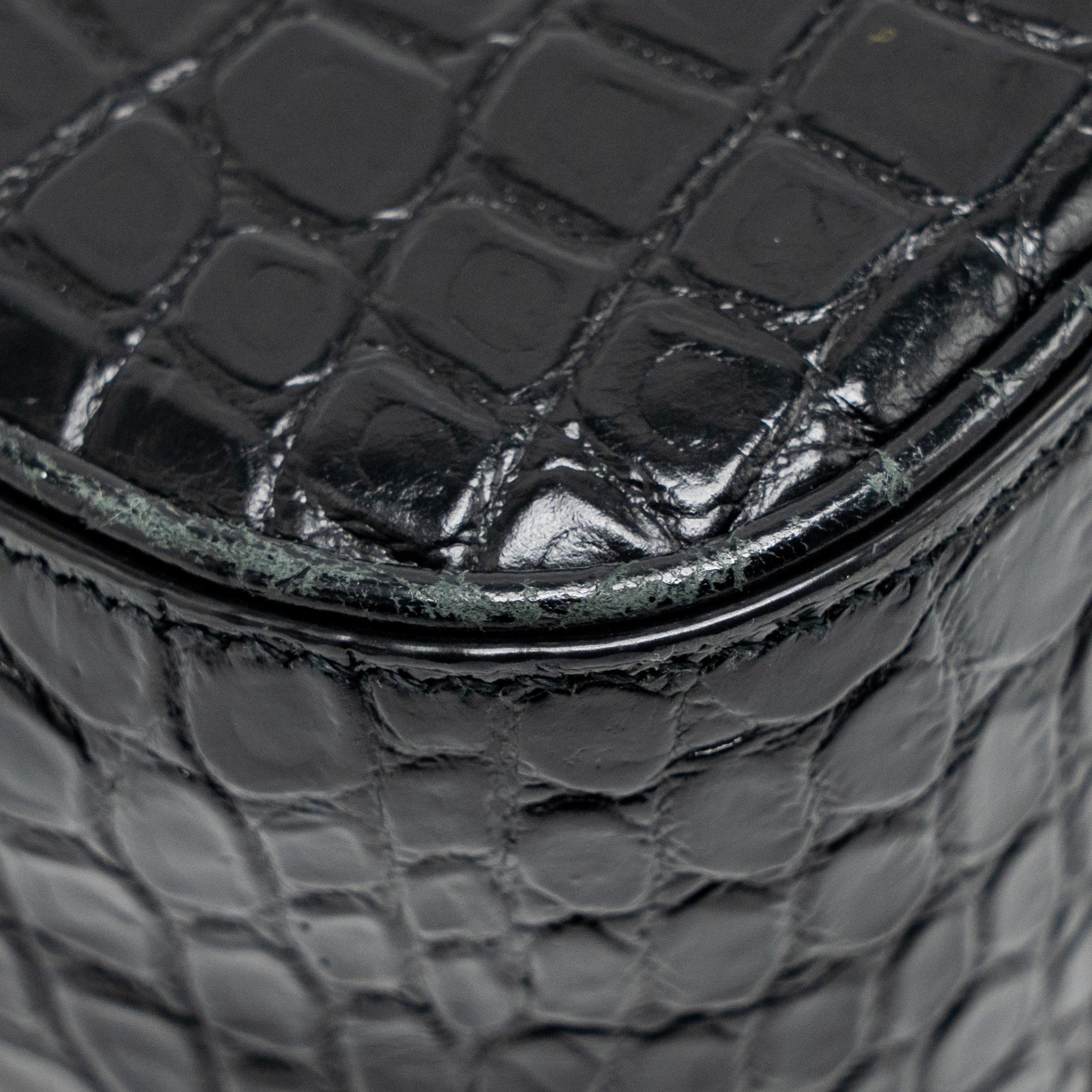 SAINT LAURENT/YSL HOBO SHOULDER BAG CROC EMBOSSED CALFSKIN BLACK GHW
